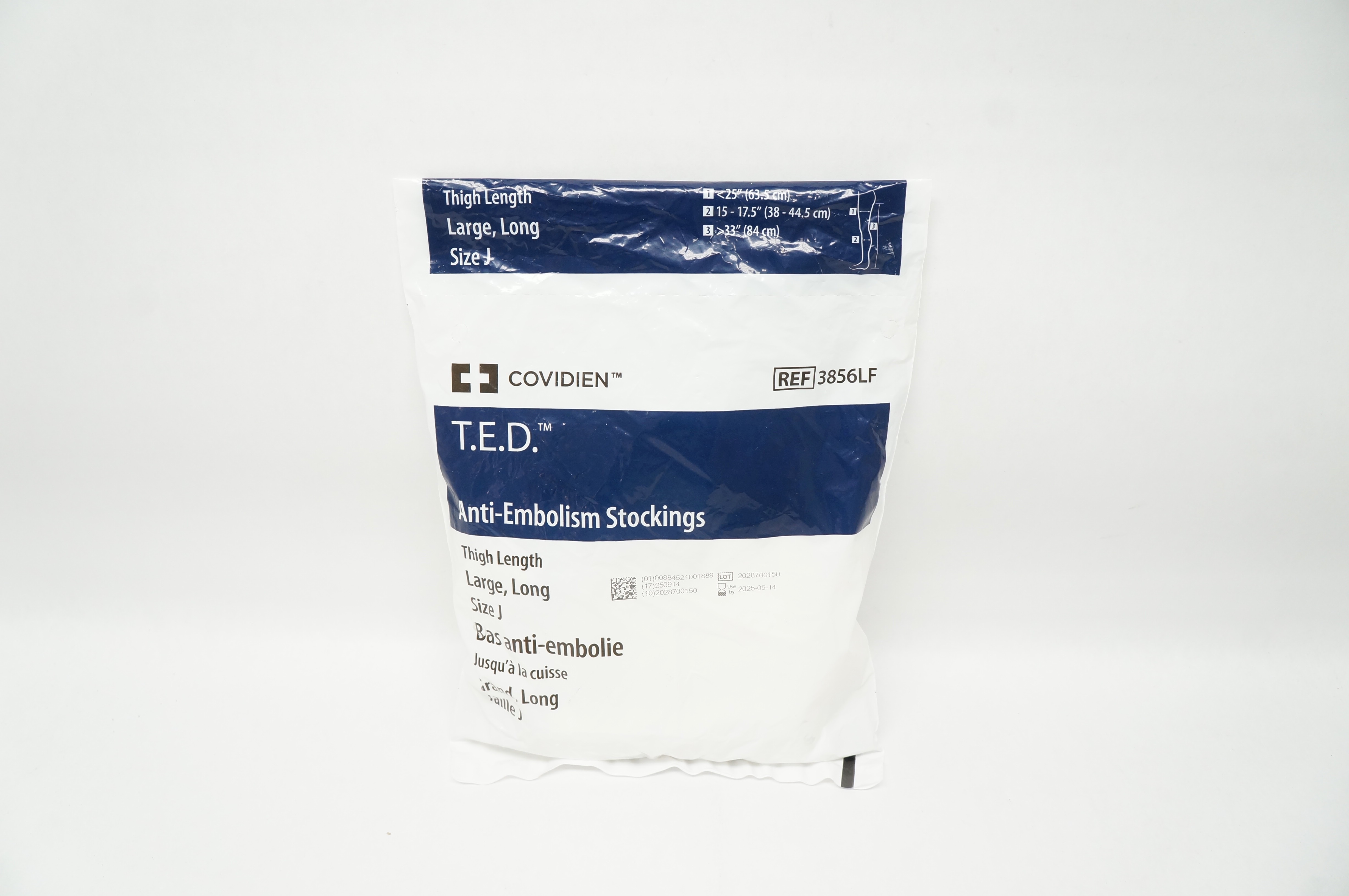 Covidien 3856LF T.E.D. Anti-Embolism Stockings Thigh Length Large Size J