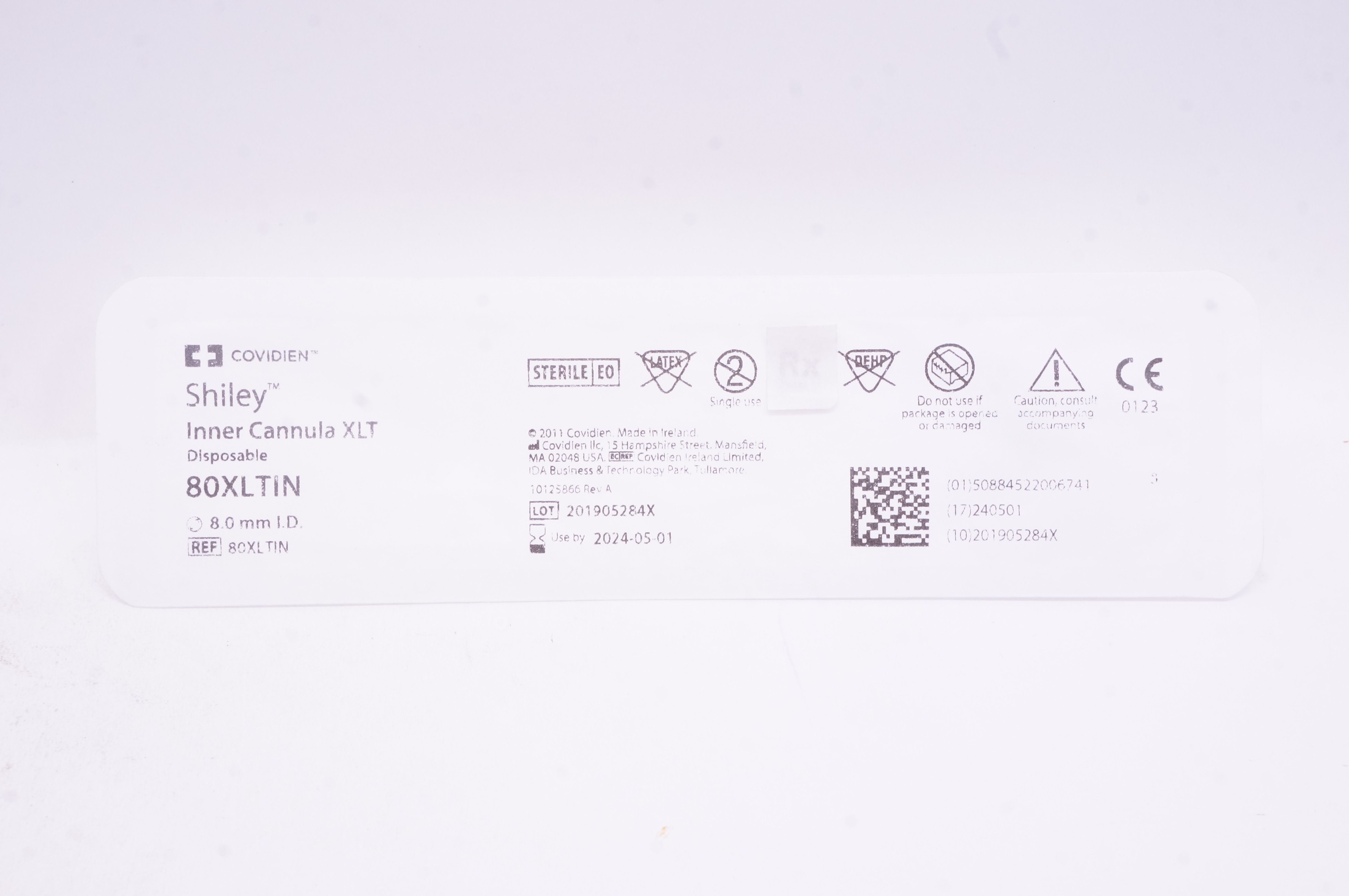 Covidien 80XLTIN Shiley Inner Cannula XLT Disposable 8.0mm I.D.