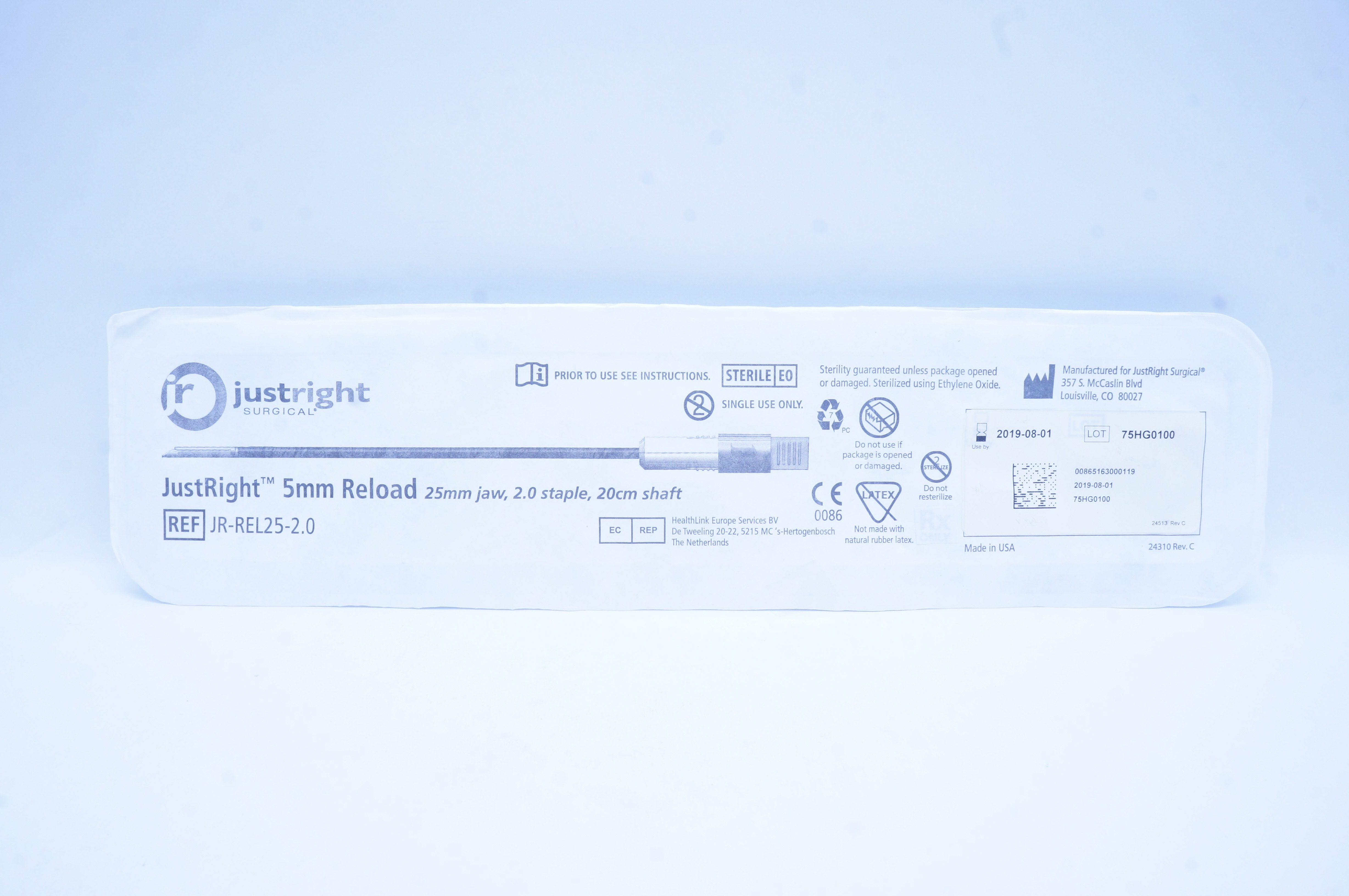 JustRight JR-REL25-2.0 5mm Reload 25mm Jaw, 2.0 Staple, 20cm Shaft (x)