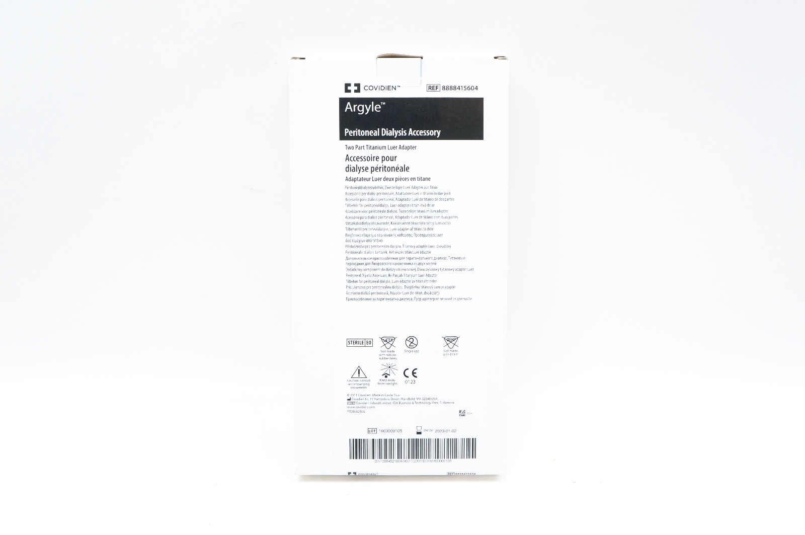 Covidien 8888415604 Argyle Peritoneal Dialysis Accessory Two Part Titanium Luer