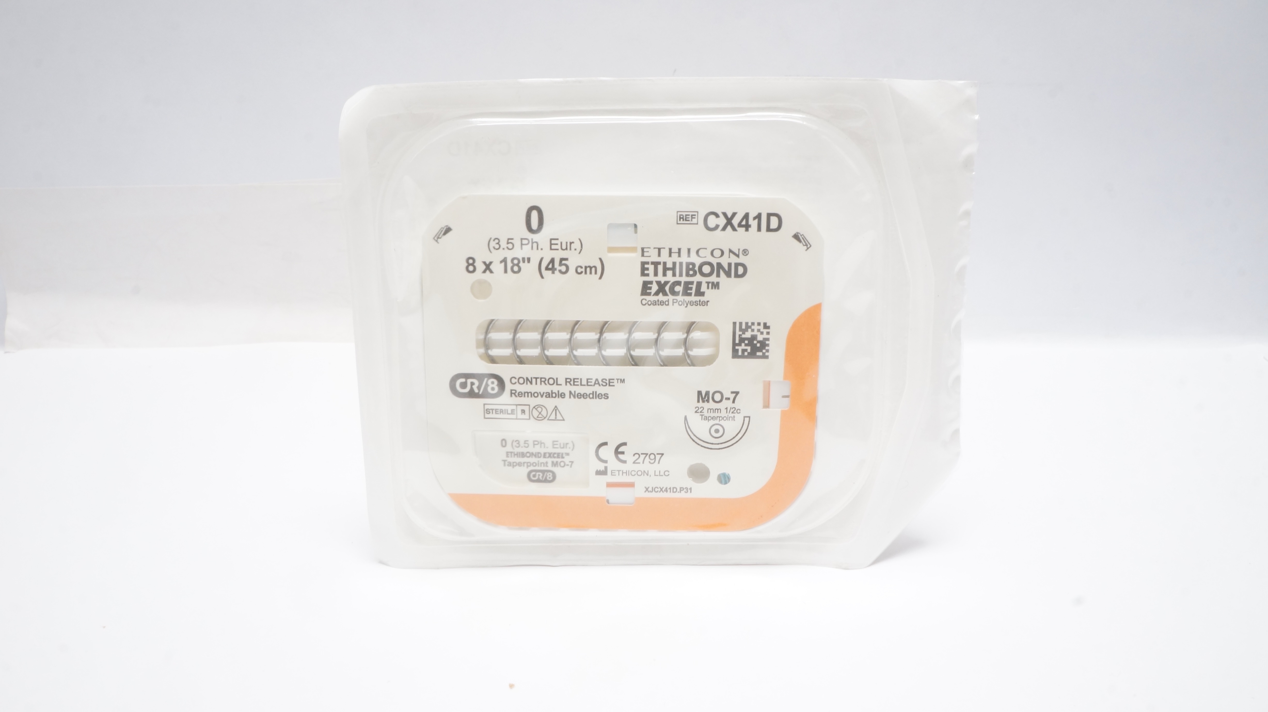 Ethicon CX41D 0 Ethibond Excel Polyester Stre MO-7 22mm 1/2c Taperpoint 18inch
