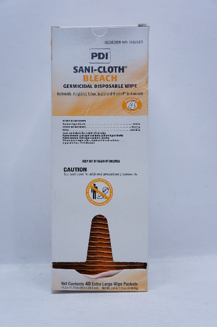 PDI U26595 SANI-CLOTH Bleach Cermicidal Disposable Wipe 11.5x11.75in - Box of 40
