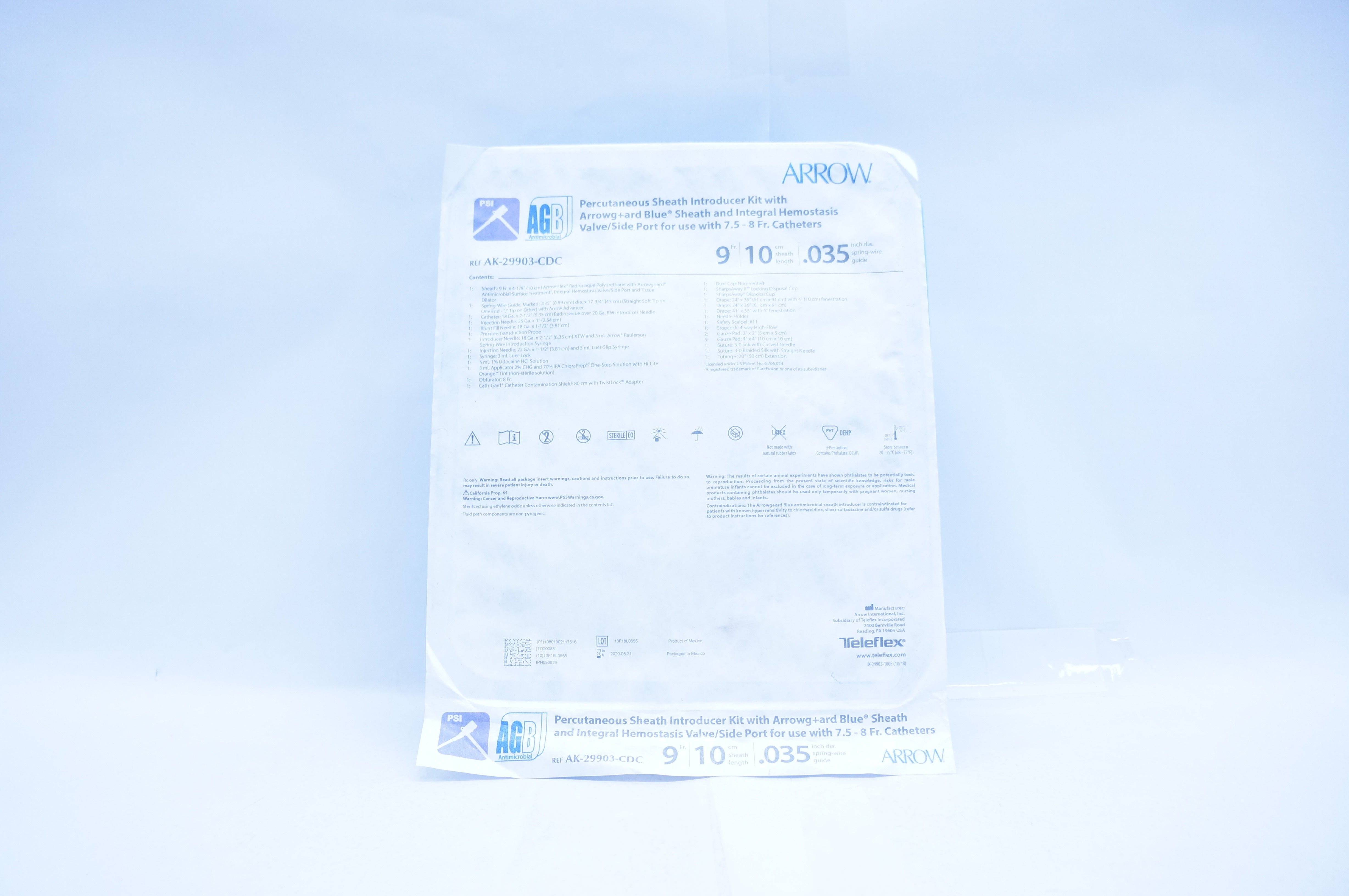 Arrow AK-29903-CDC AGB Percutaneous Sheath Introducer Kit 9Fr x10cm x .035inch (x)