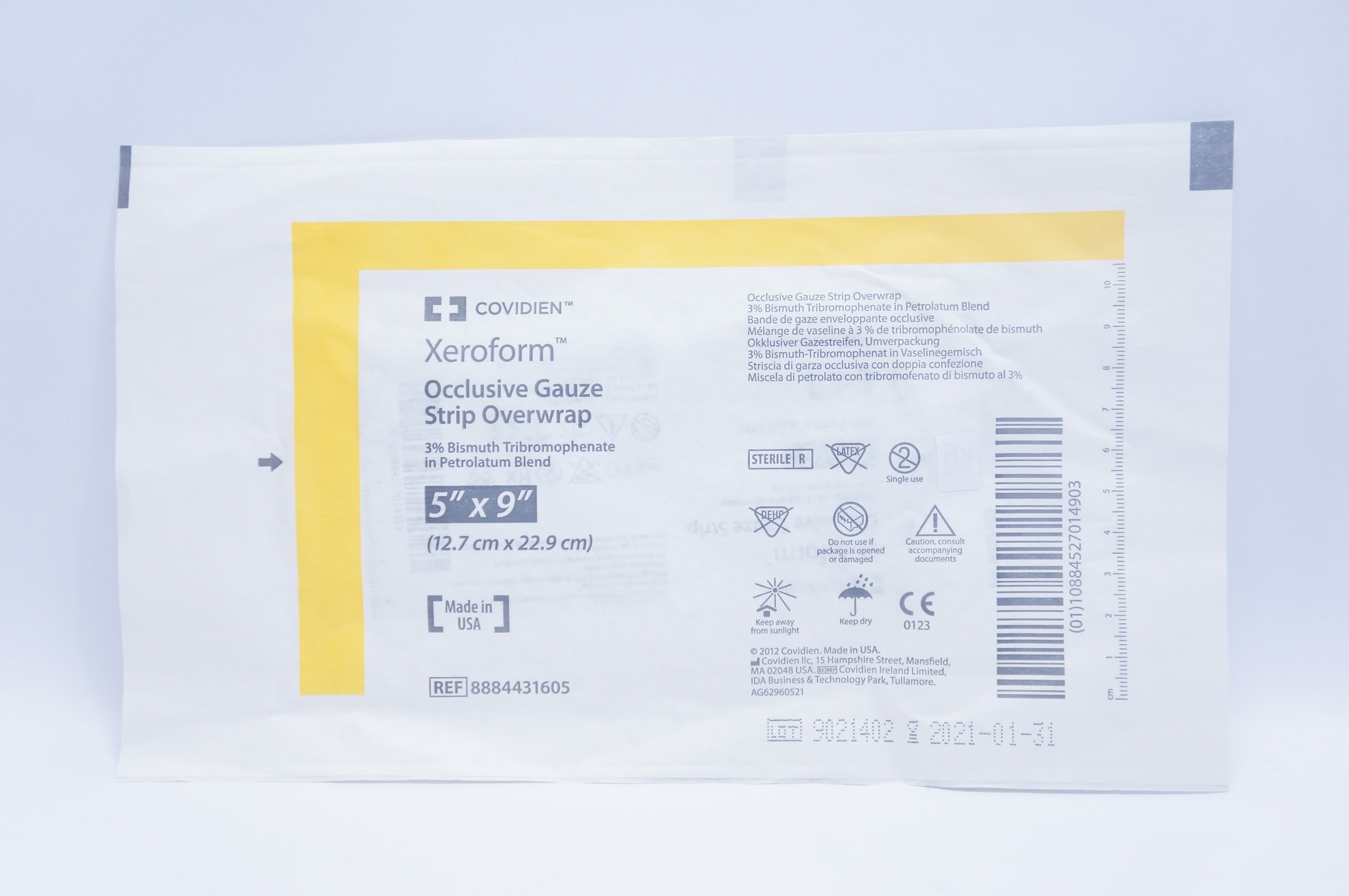 Covidien 8884431605 Xeroform Occlusive Gauze Strip Overwrap 5inch x 9inch