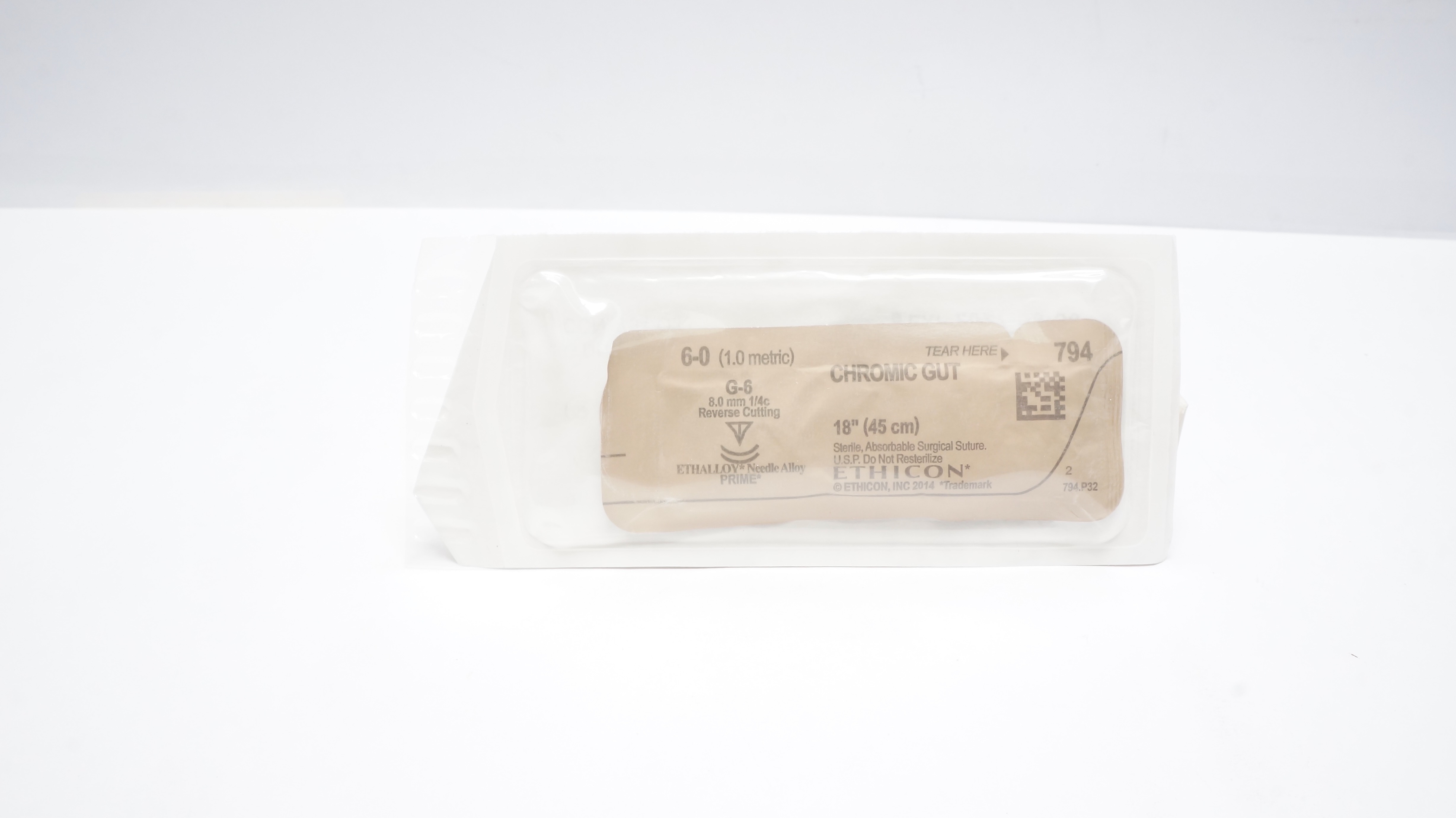 Ethicon 794 6-0 CHROMIC GUT Stre G-6 8.0mm 1/4c Reverse Cutting, 18inch