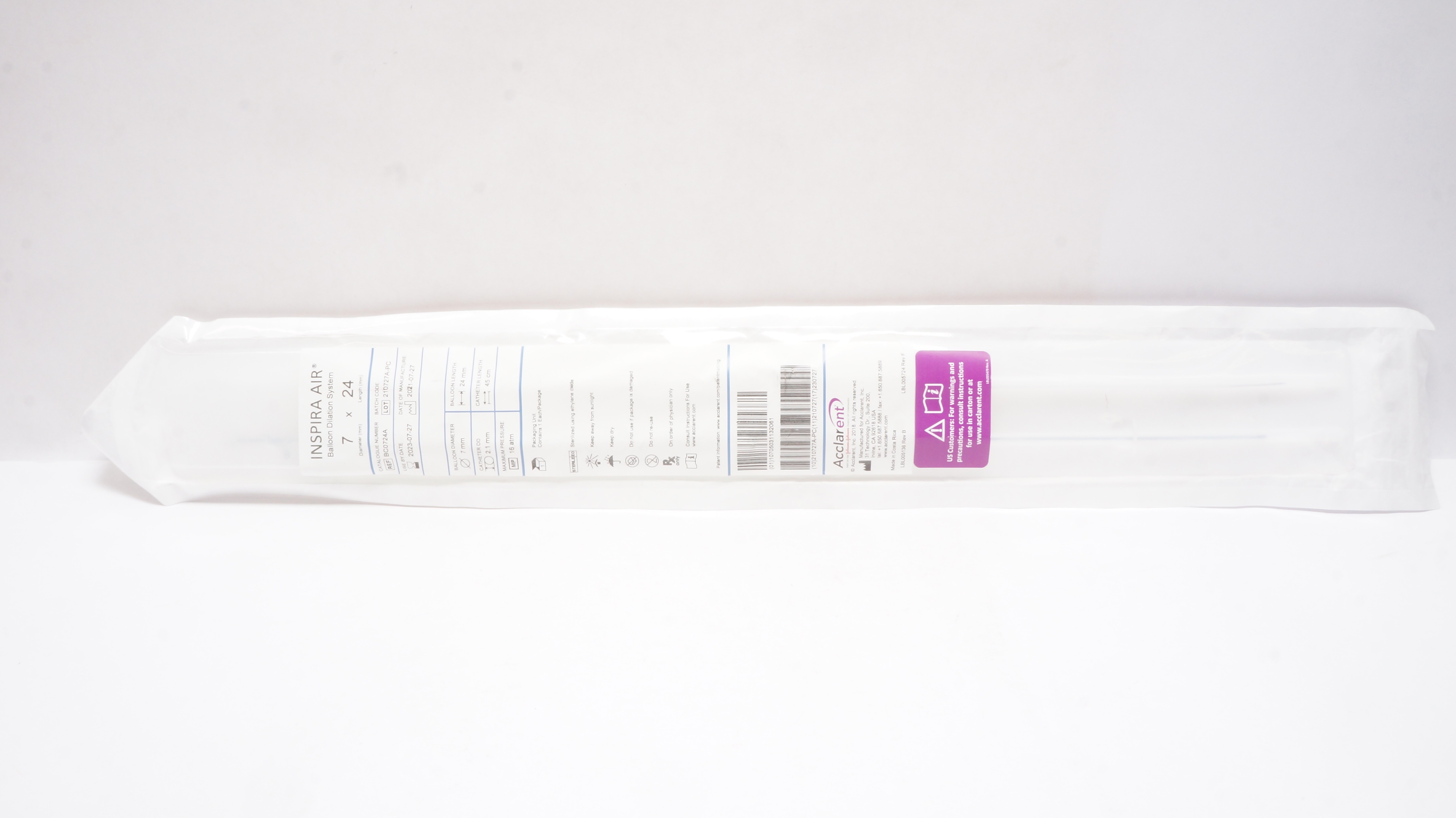 Acclarent BC0724A INSPIRA AIR Balloon Dilation System 7mm x 24mm