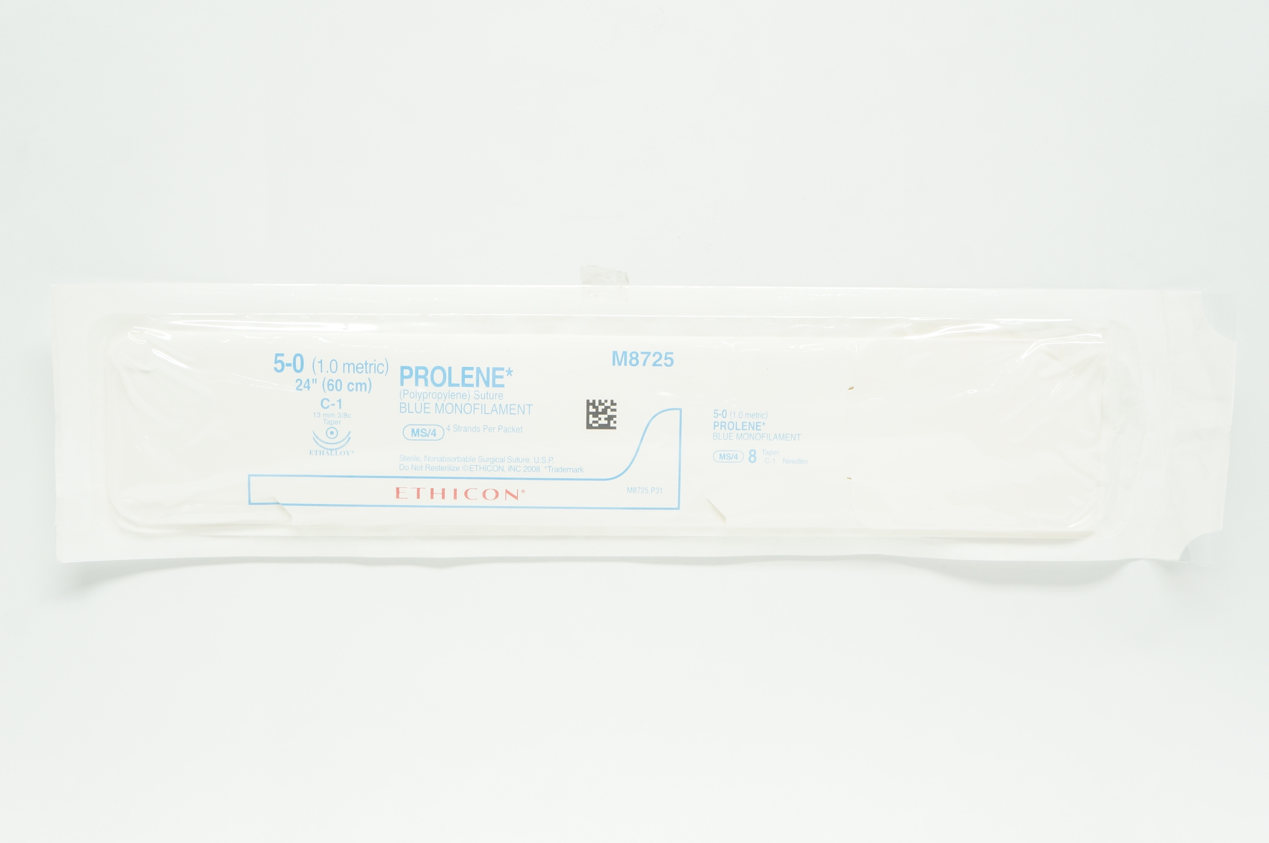 Ethicon M8725 5-0 PROLENE, C-1, 13mm 3/8c Taper, MS/4, 24 inch