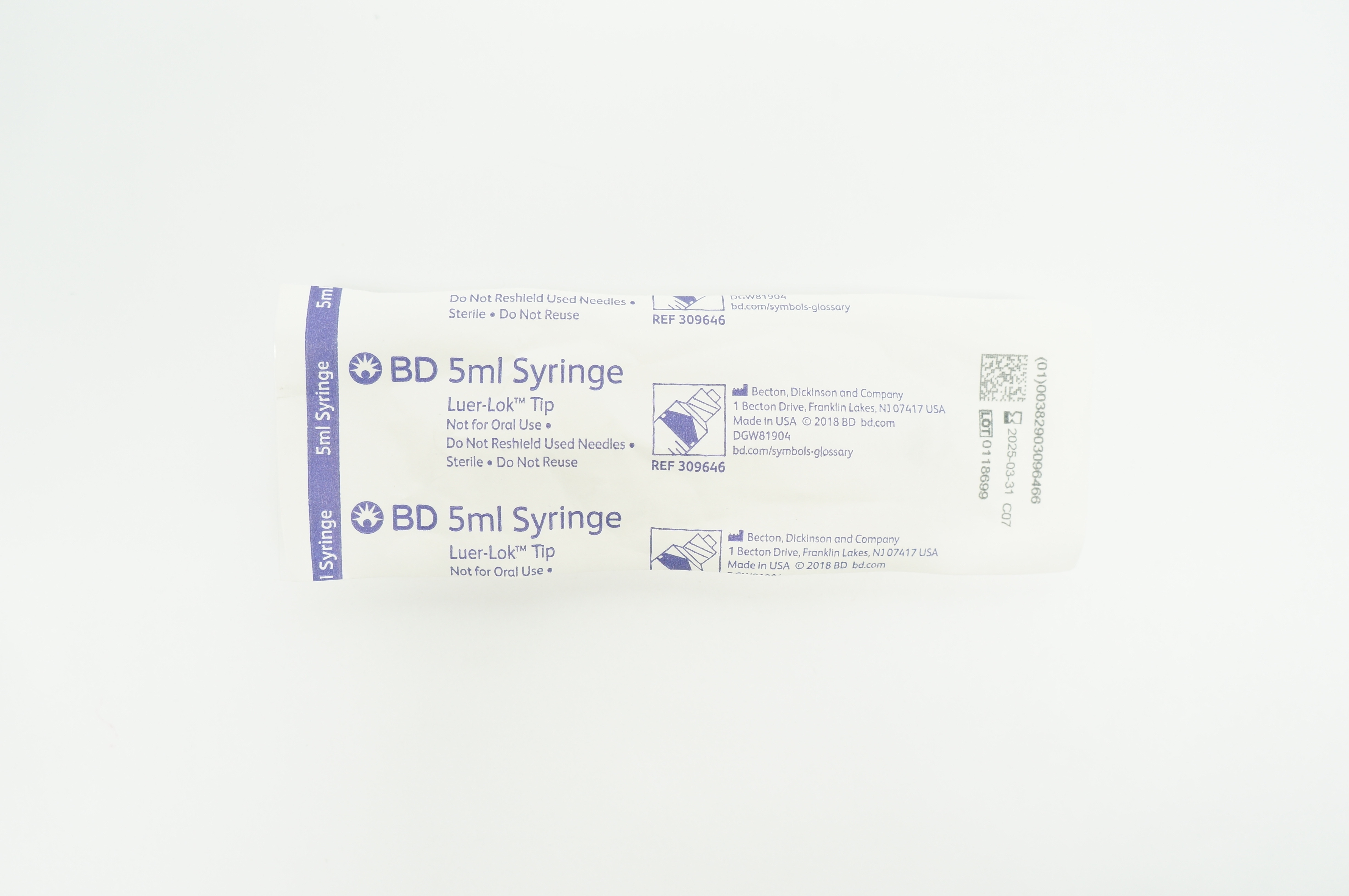 BD 309646 Syringe Luer-Loc Tip 5ml