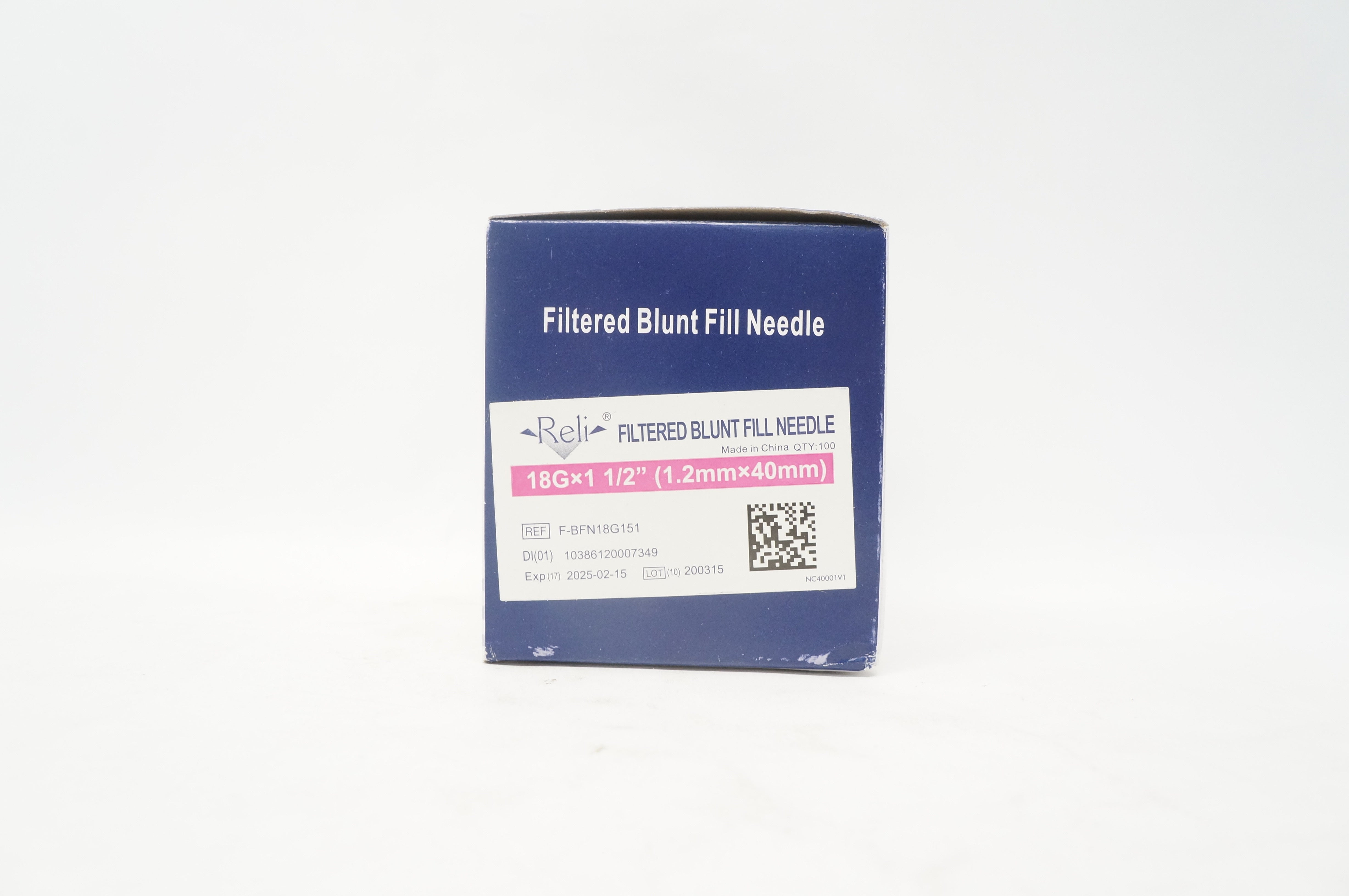 Myco Medical F-BFN18G151 Reli Filtered Blunt Fill Ndle 18Gx1 1/2in. - Box of 100