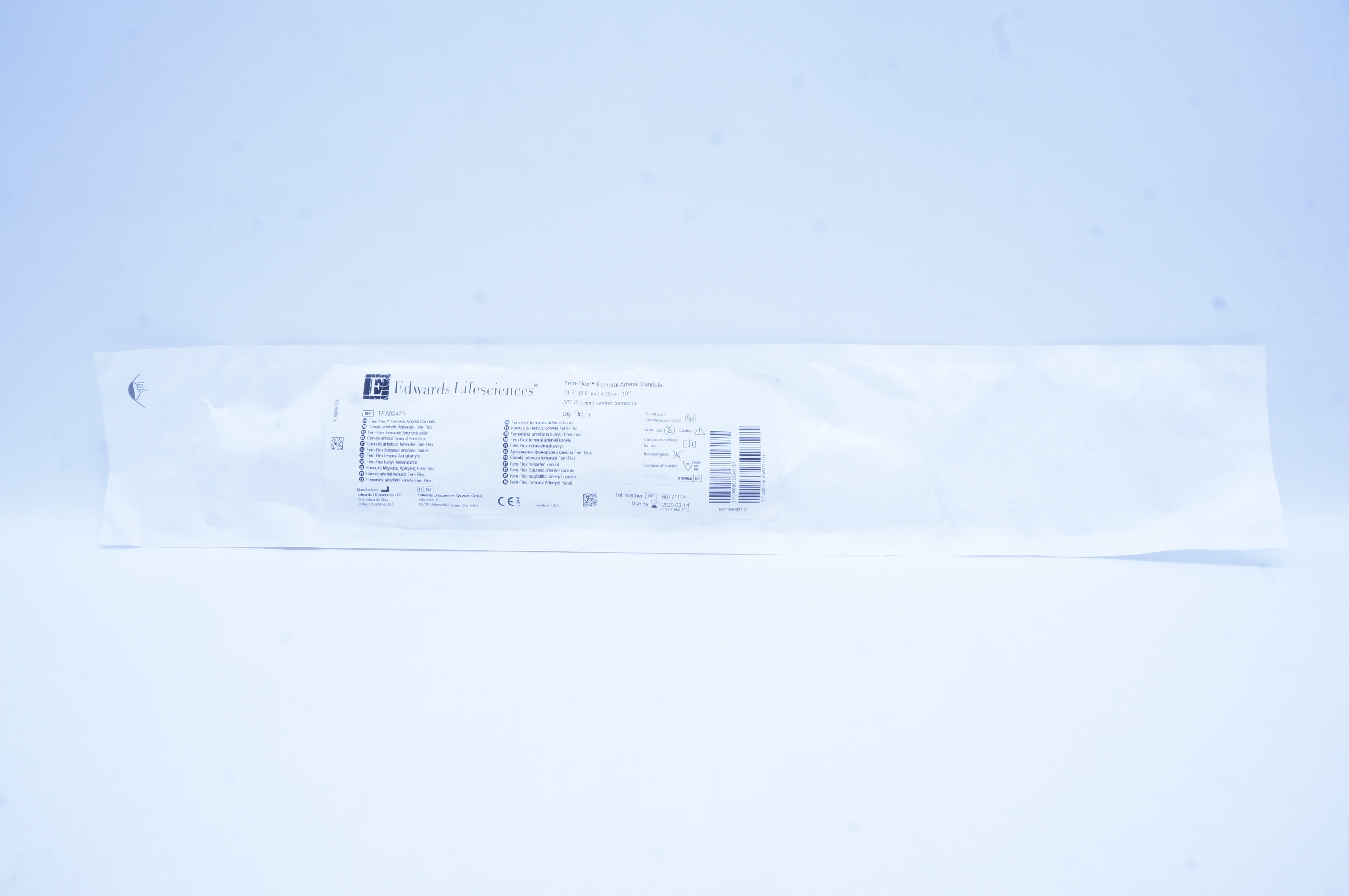 Edwards Lifesciences TFA02425 Fem-Flex Femorial Arterial Cannula 24Fr x 25cm (x)