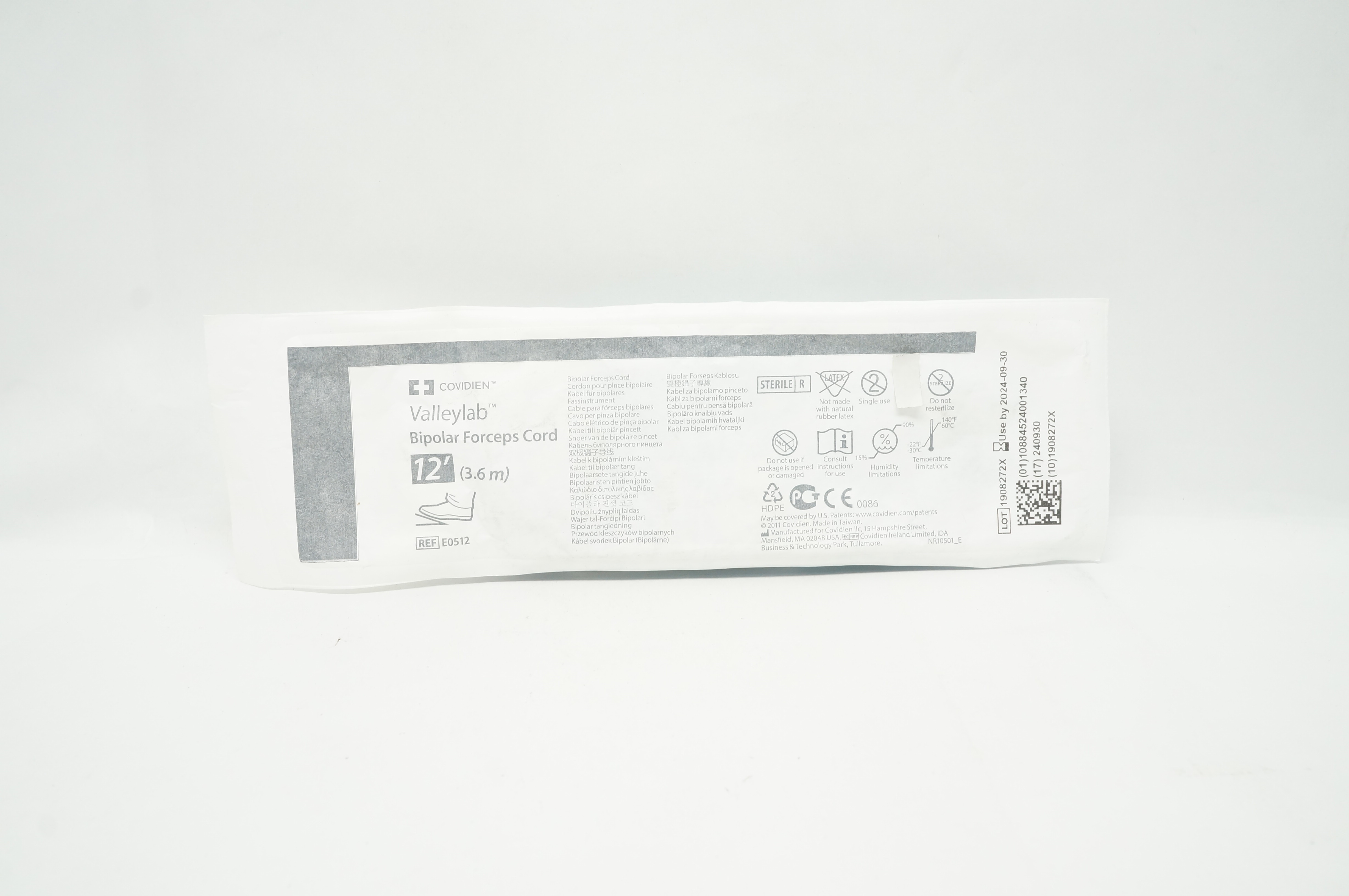 Covidien E0512 Valleylab Bipolar Forceps Cord 12 F