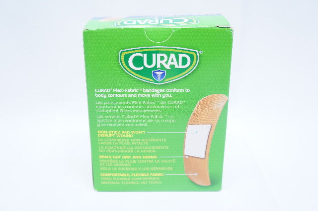 Medline Curad Flex-Fabric Adhesive Bandages 4 Sided Seal 1 x 3inch - Box of 100
