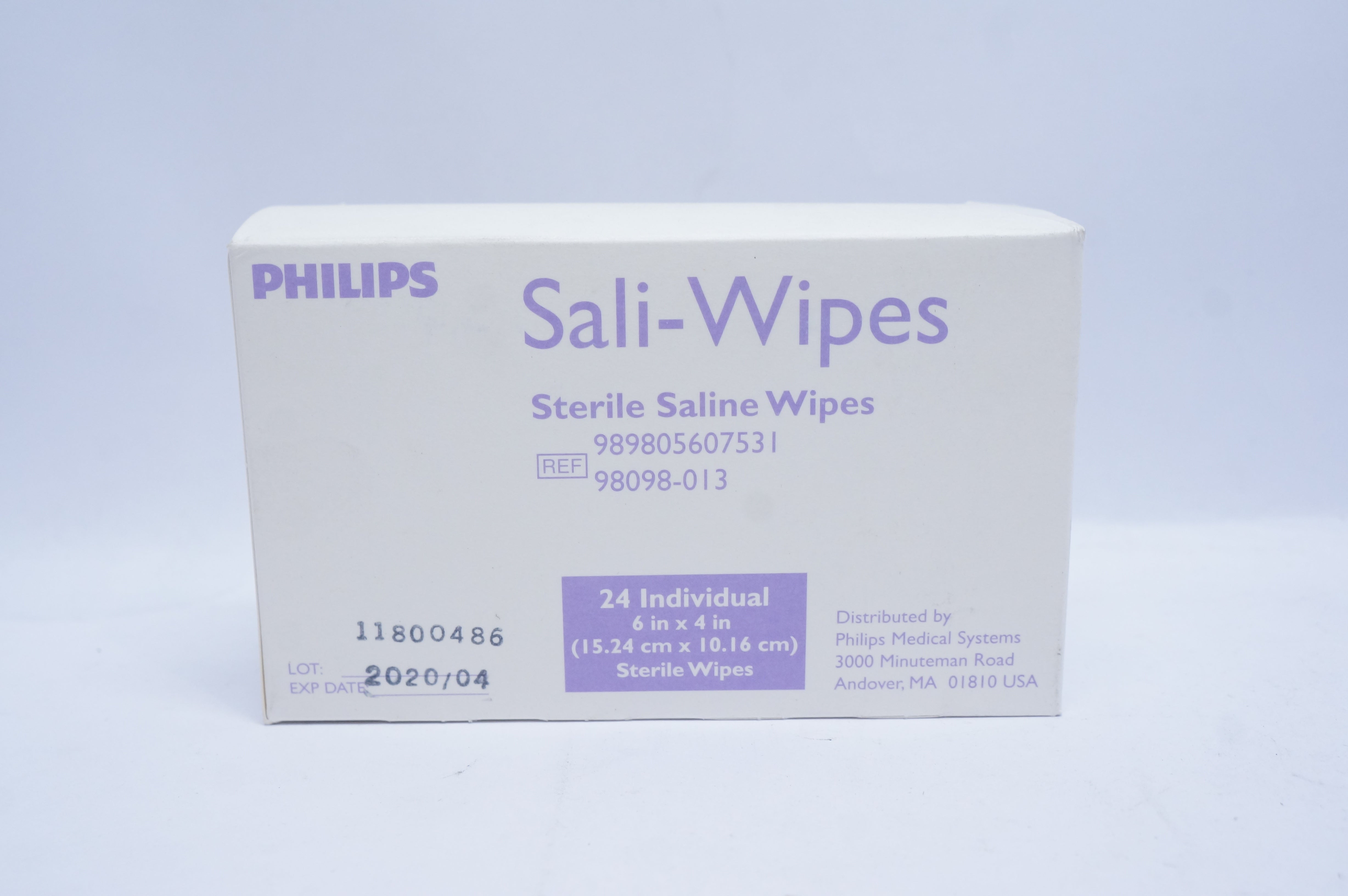 Philips 989805607531 Sali-Wipes Sterile Saline Wipes 6inch x 4inch (x)-Box of 24