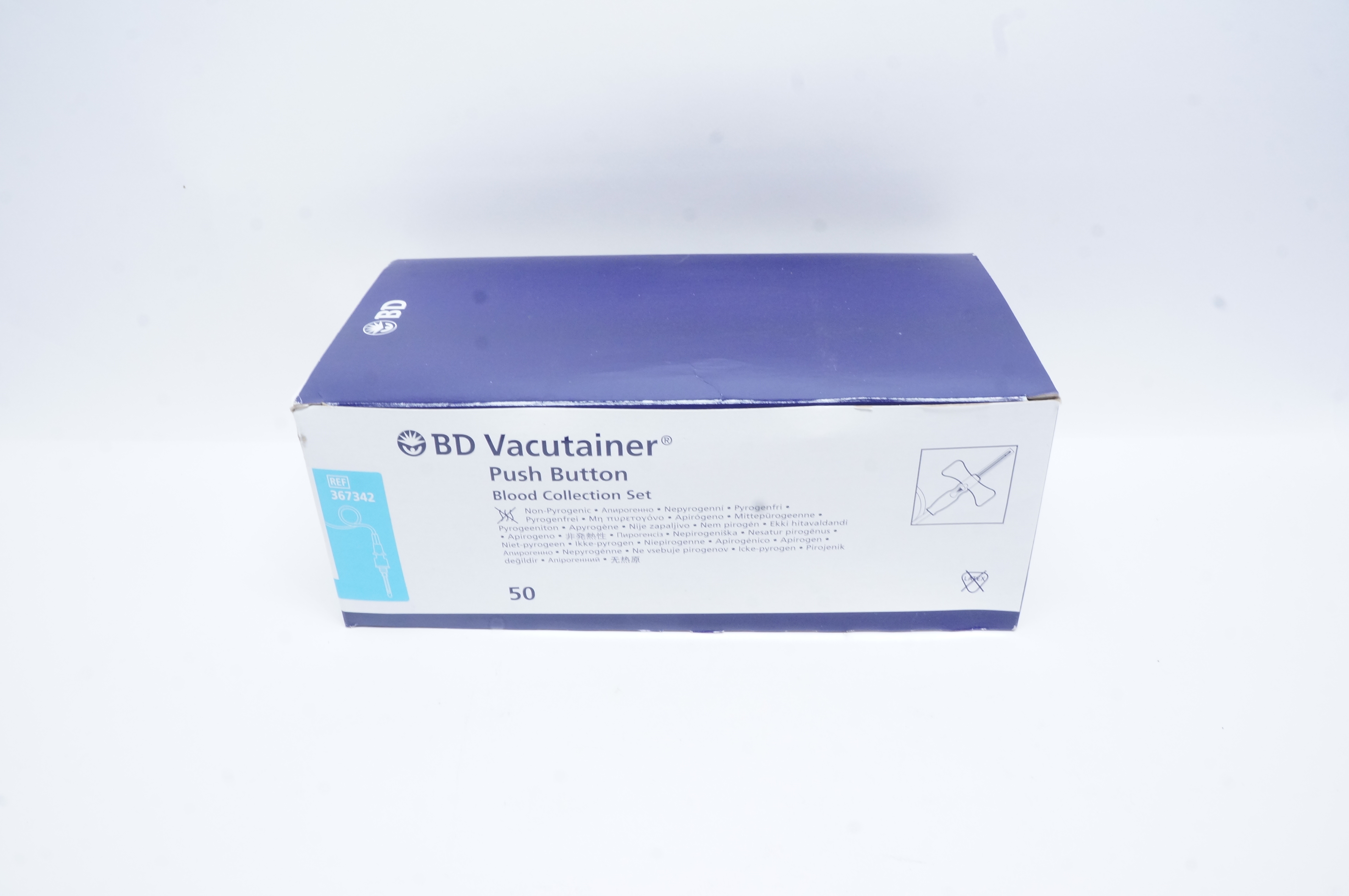 BD 367342 Vacutainer Push Button Blood Collection Set 23G x 3/4 x 12in-Box of 50