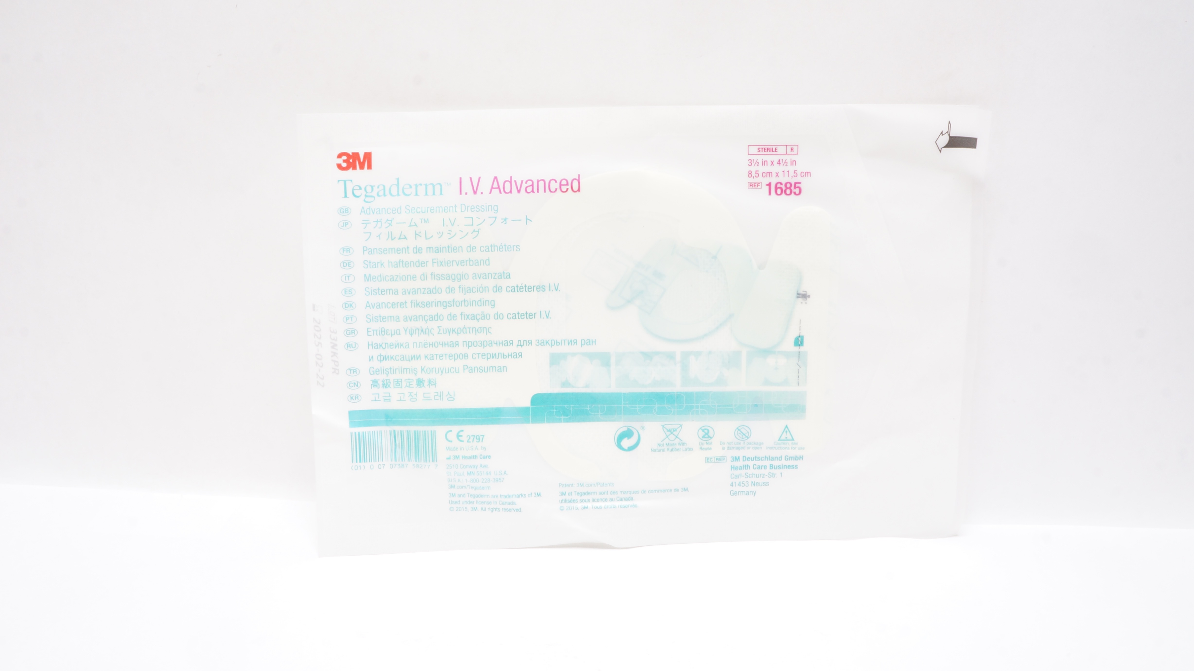 3M 1685 Tegadem I.V. Advanced Securement Dressing 3-1/2 x 4-1/2 inch
