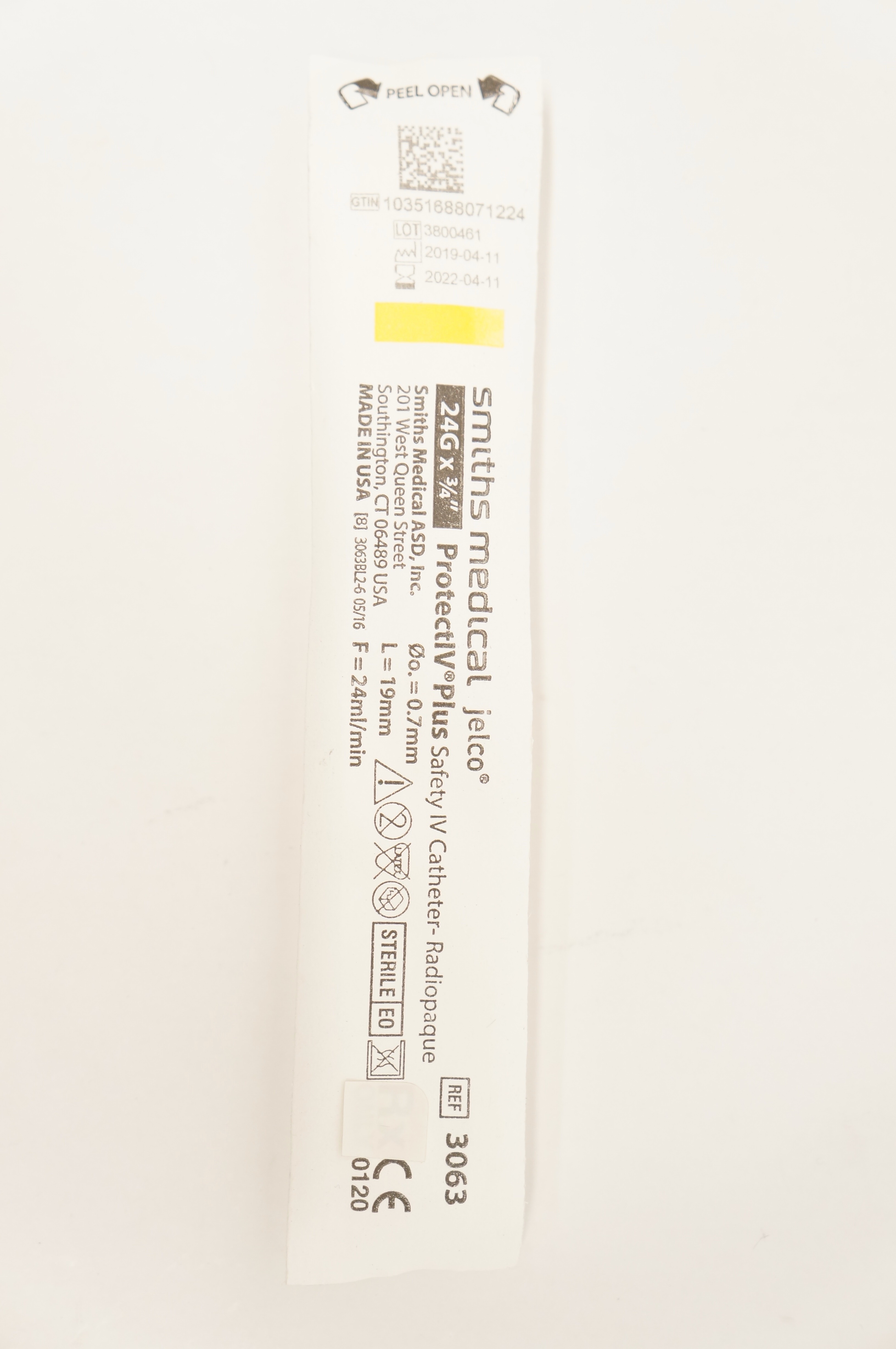 Smiths Medical 3063 Protect IV Plus Safety Cath. 24G x 3/4inch (x)