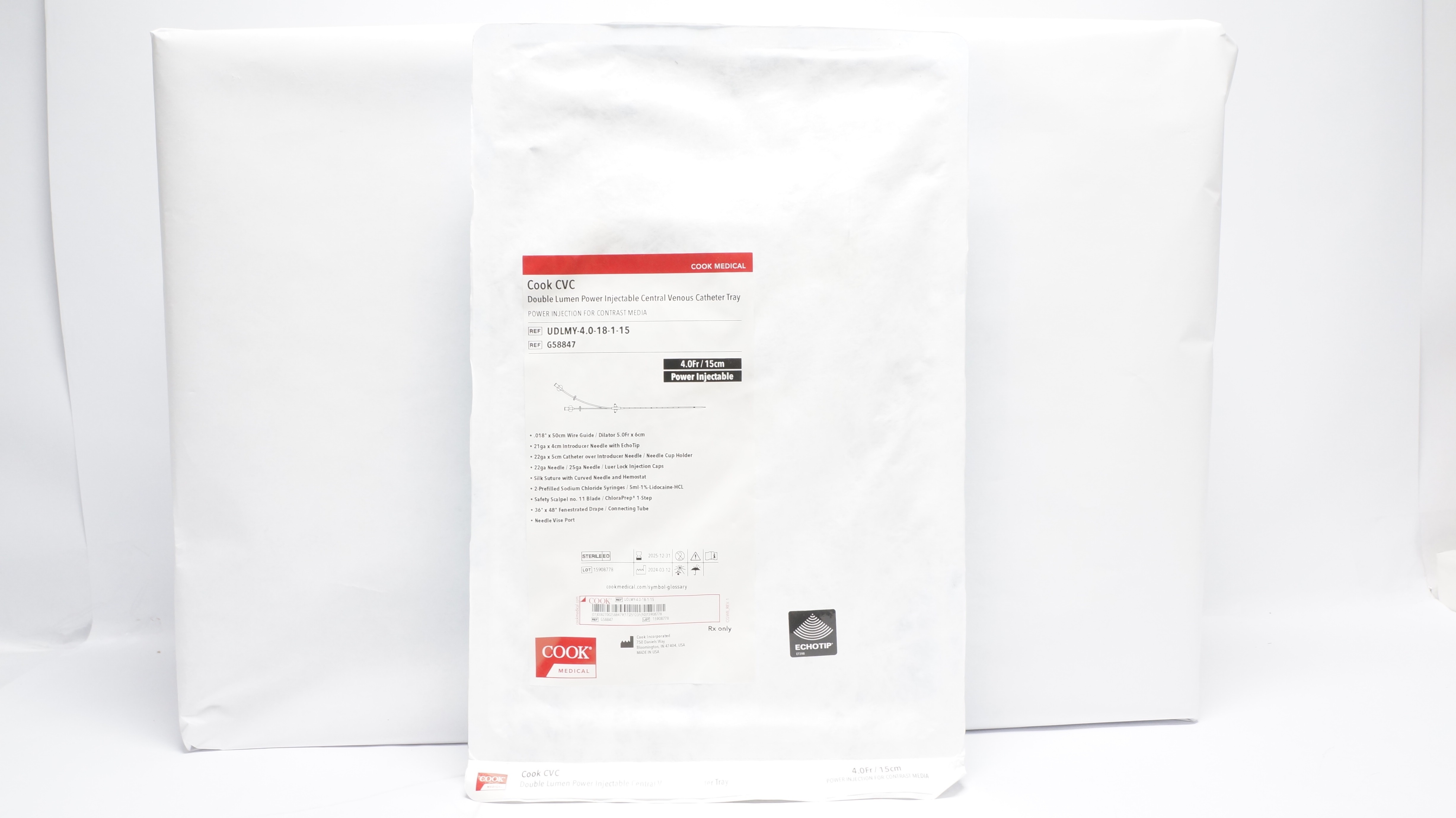 Cook Medical G58847 Cook CVC, Dual Lumen Power Injectable Venous Cath. Tray