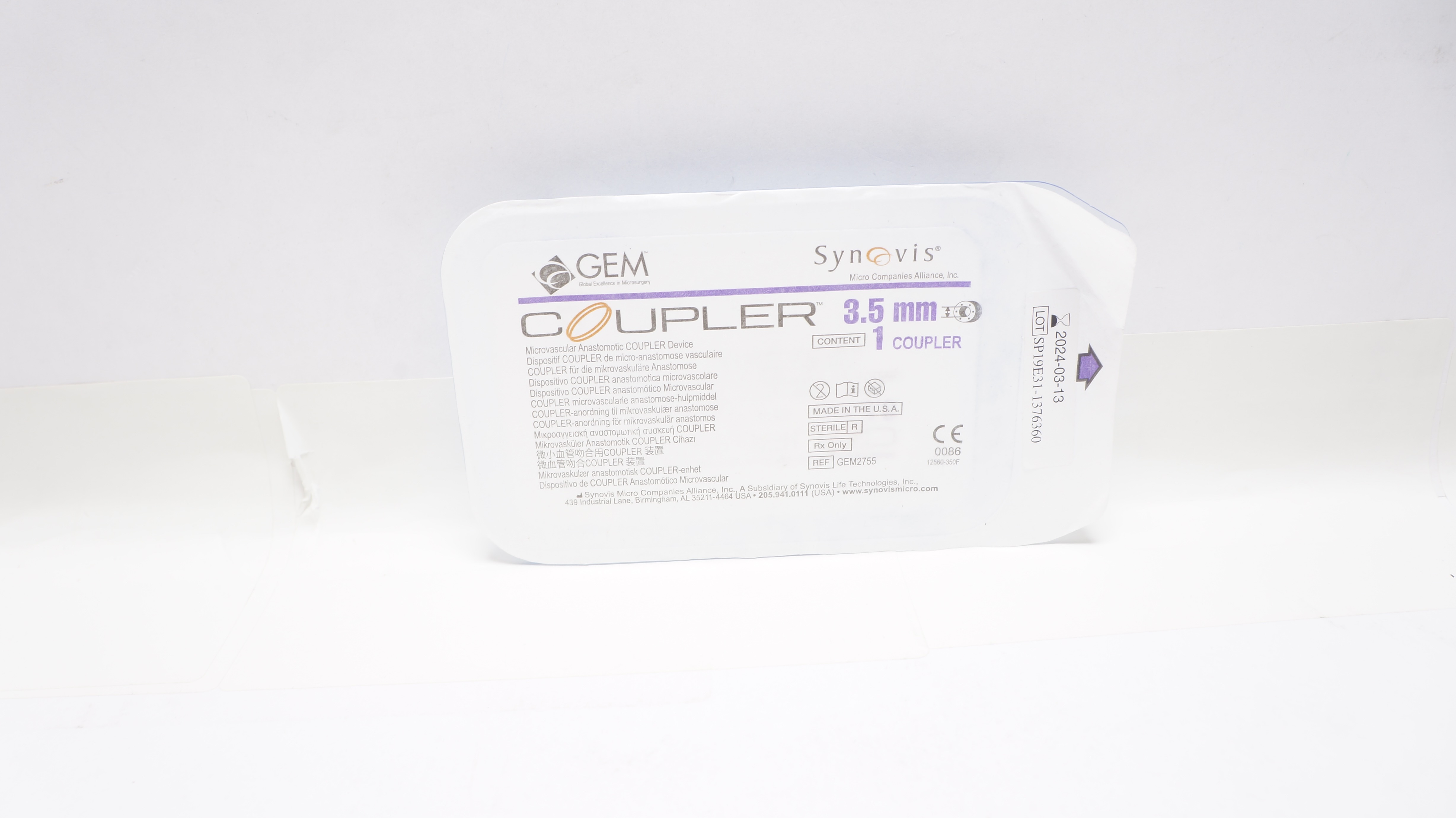 Synovis GEM2755 GEM Microvascular Anastomotic COUPLER Device 3.5mm