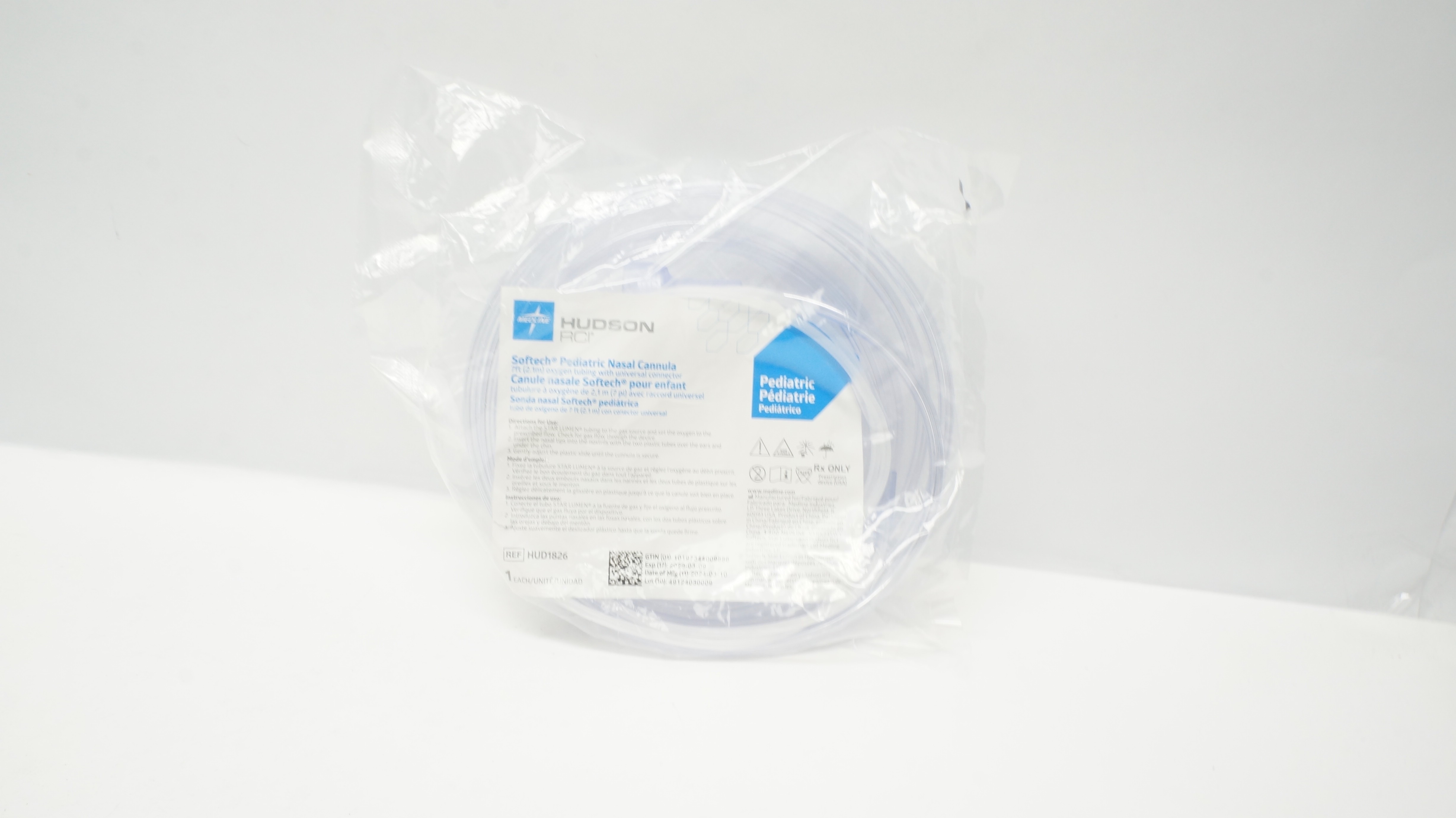 Medline HUD1826 Hudson Pro Softech Pediatric Nasal Cannula 7ft