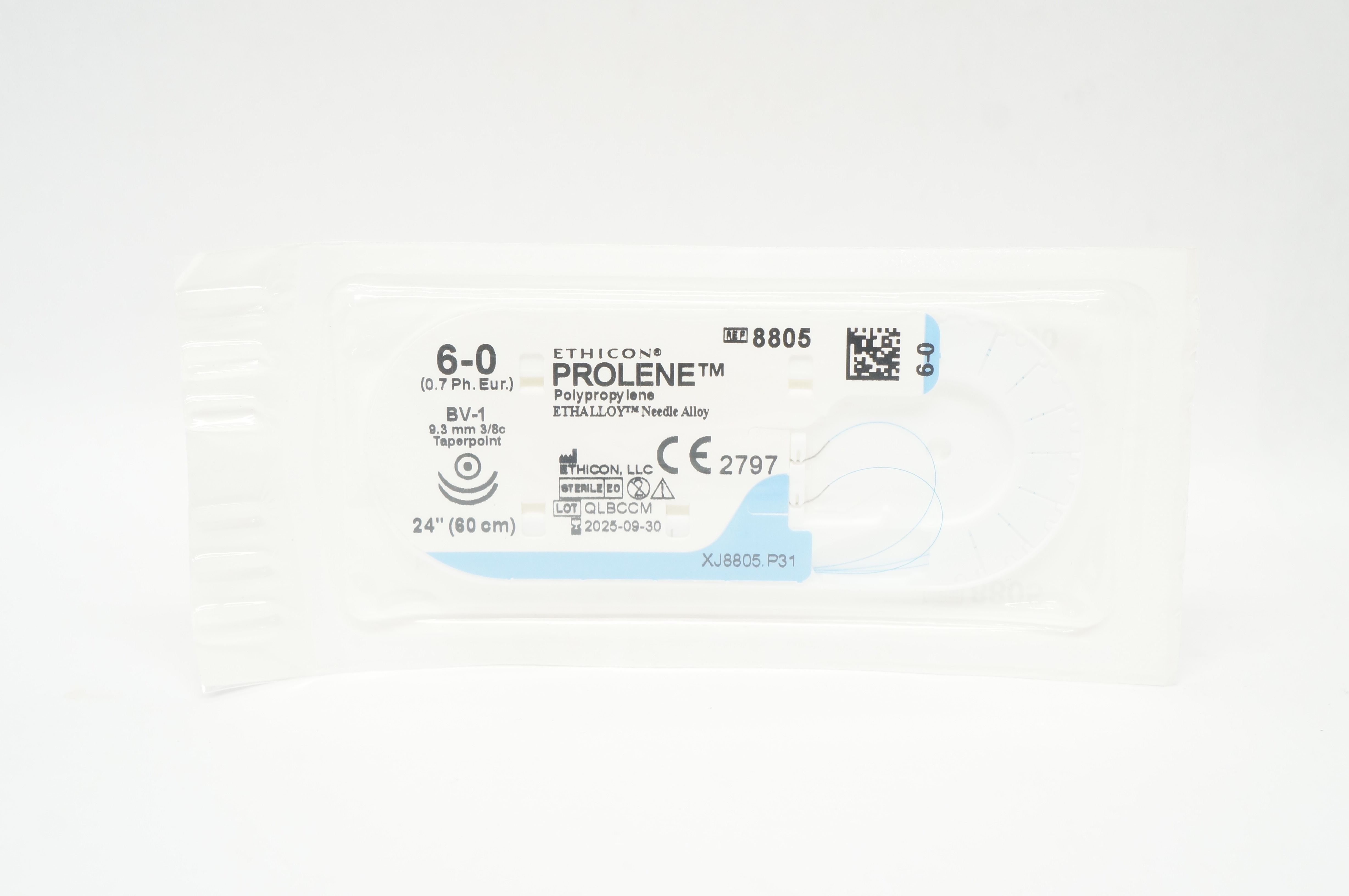Ethicon 8805 6-0 PROLENE Polypropylene Stre BV-1 9.3mm 3/8c Taperpoint 24 inch