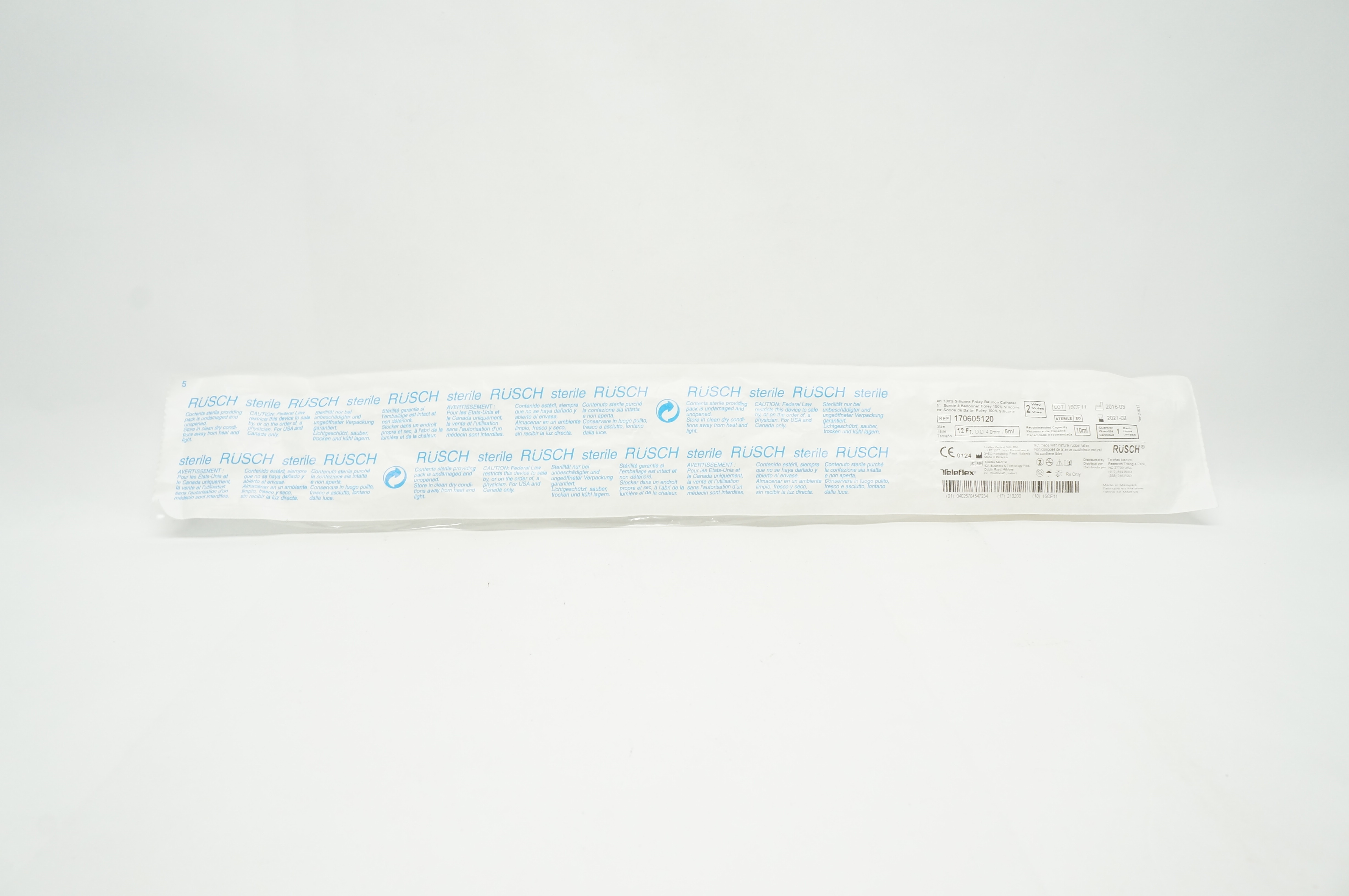 Teleflex 170605120 Rusch Silicone Foley Balloon Cath.12Fr x OD 4.0mm x 5mL (x)