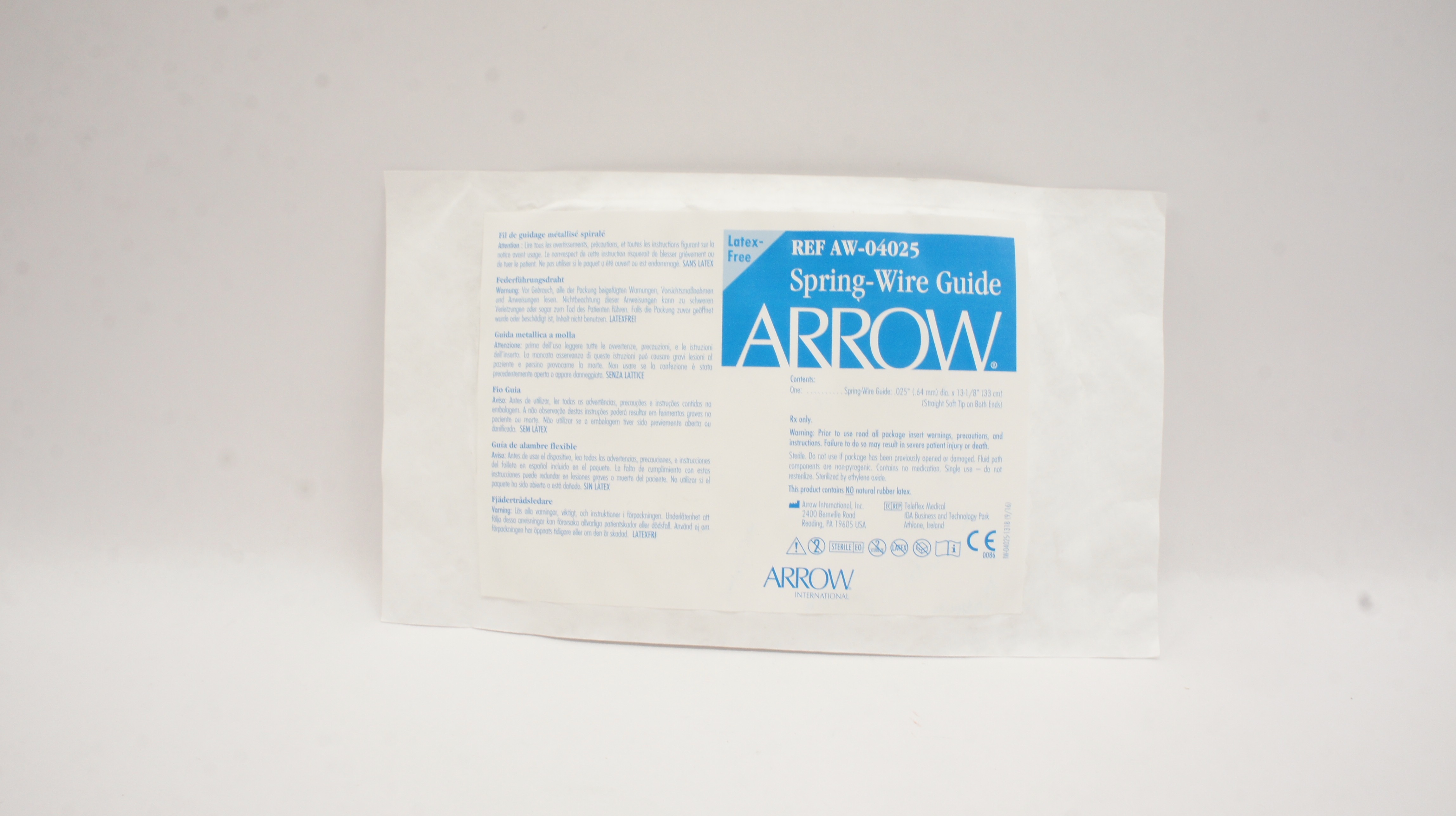 Arrow AW-04025 Spring-Wire Guide Straight Soft Tip .025inch x 13-1/8inch