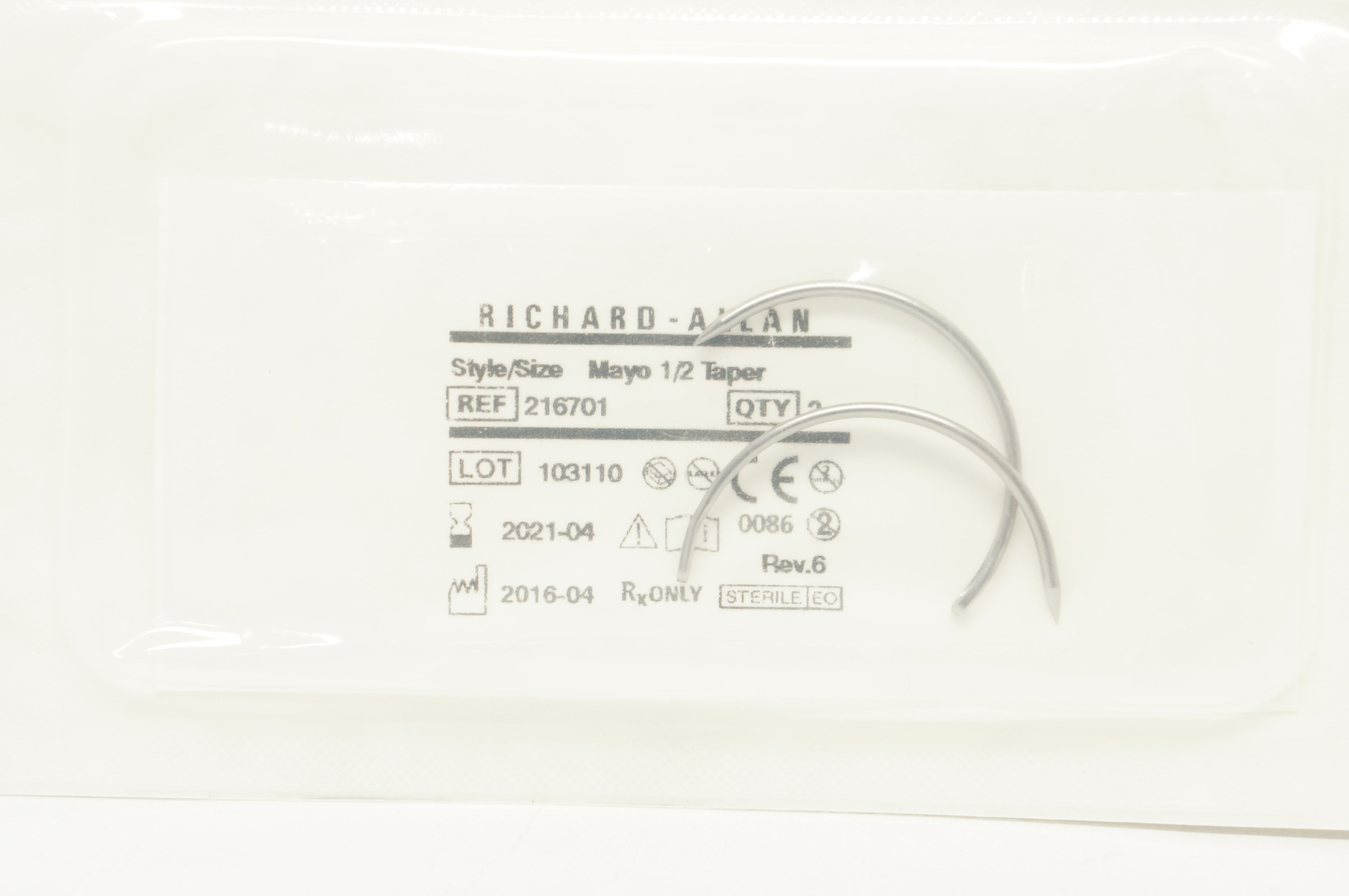 Richard-Allan 216701 Mayo Catgut 1/2 Circle Taperpoint 0.056 x 1.969inch (x)