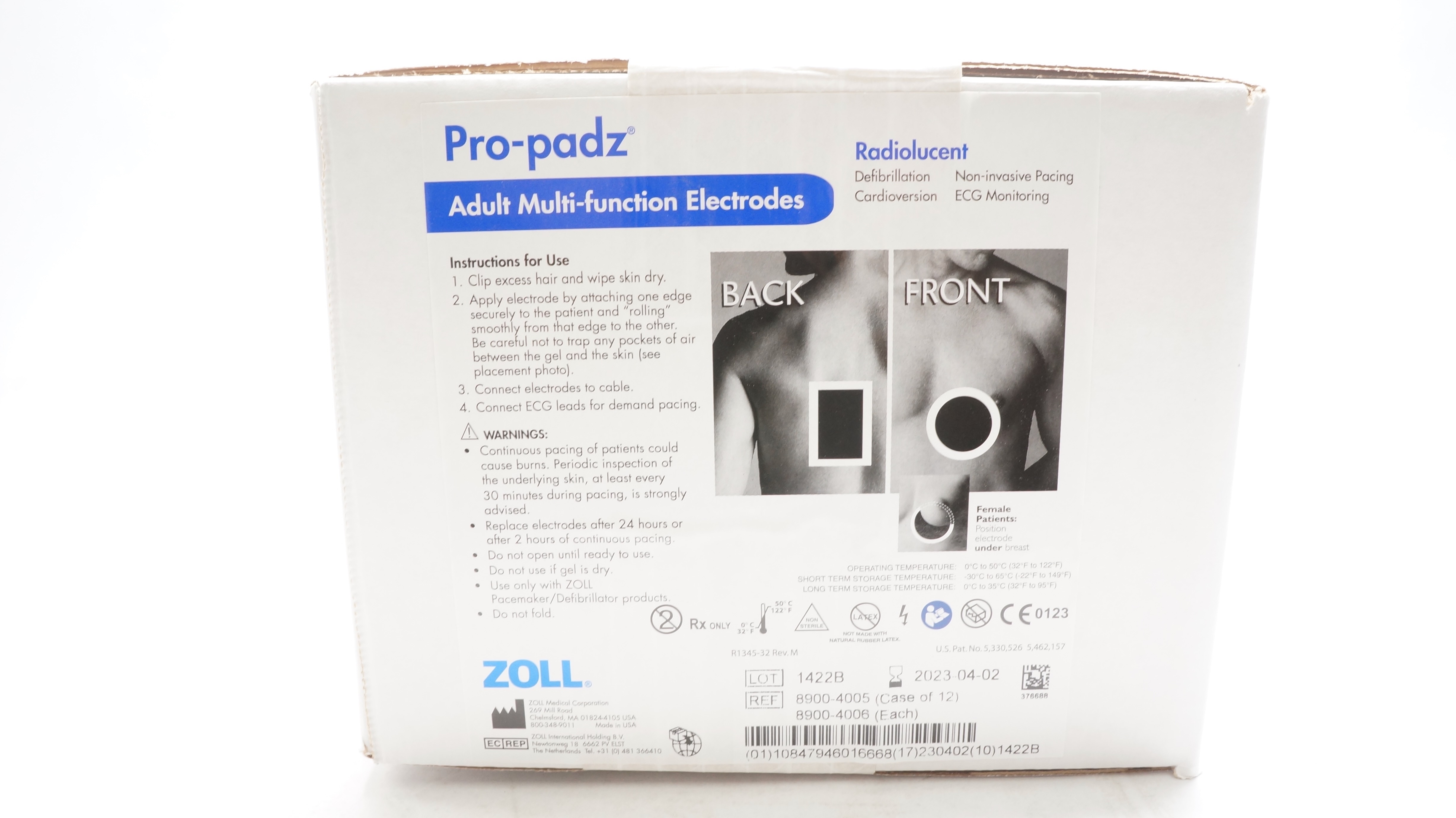 ZOLL 8900-4005 Pro-Padz Adult Multi-Function Electrodes (x) - Box of 12