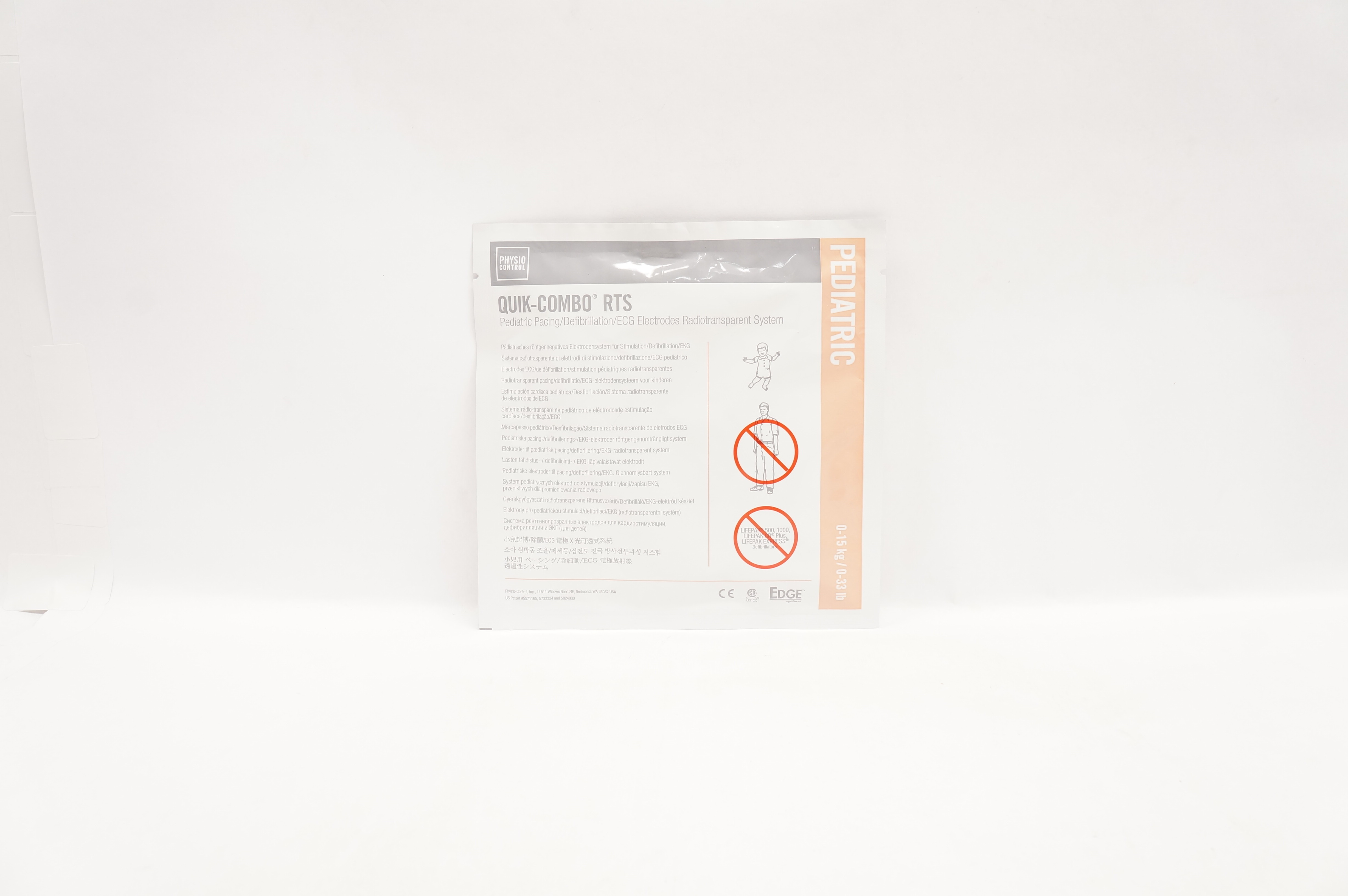 Physio Control 11996-000093 Quik-Combo RTS Pediatric ECG Electrodes 0-33lbs. (x)