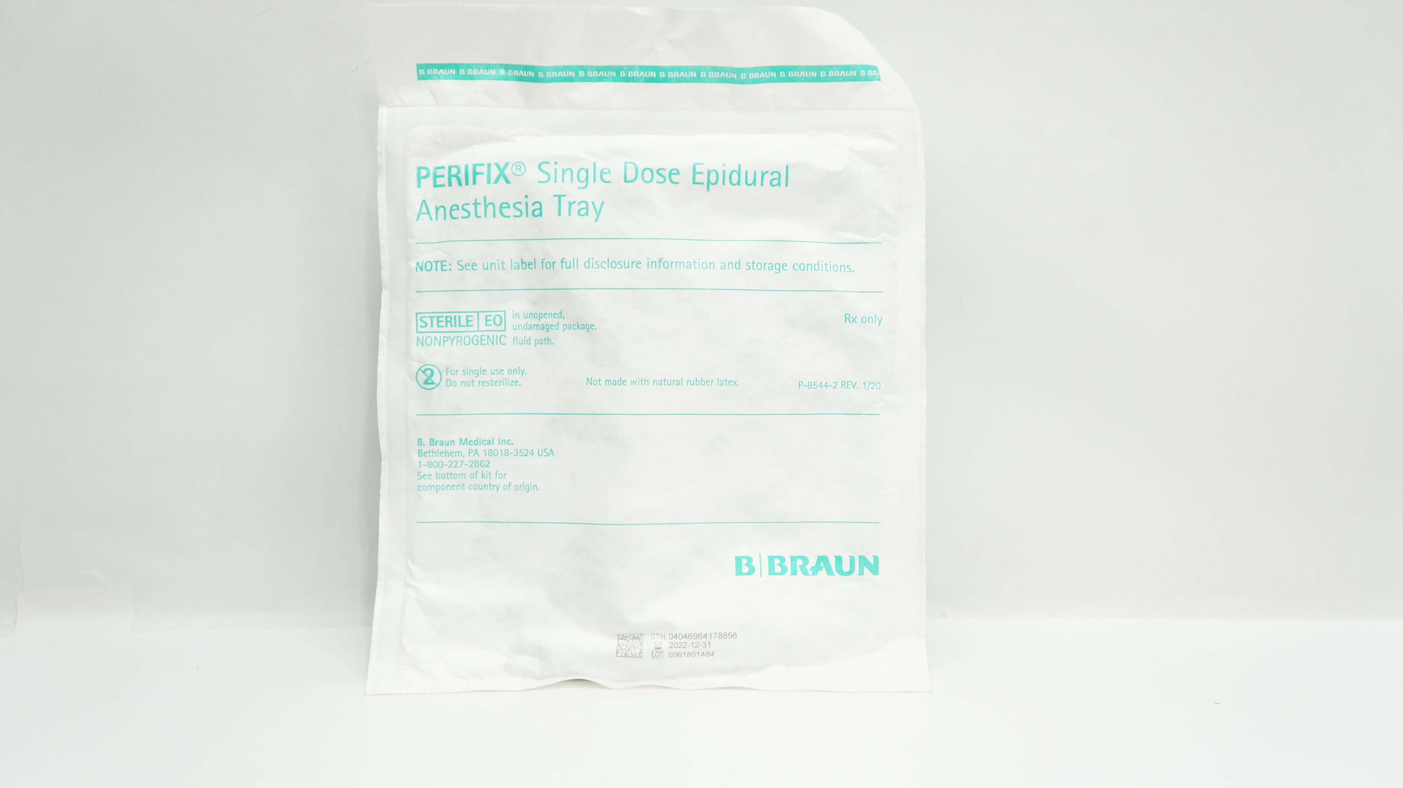 Braun 332259 PERIFIX Single Dose Epidural Anesthesia Tray 20Ga (x)