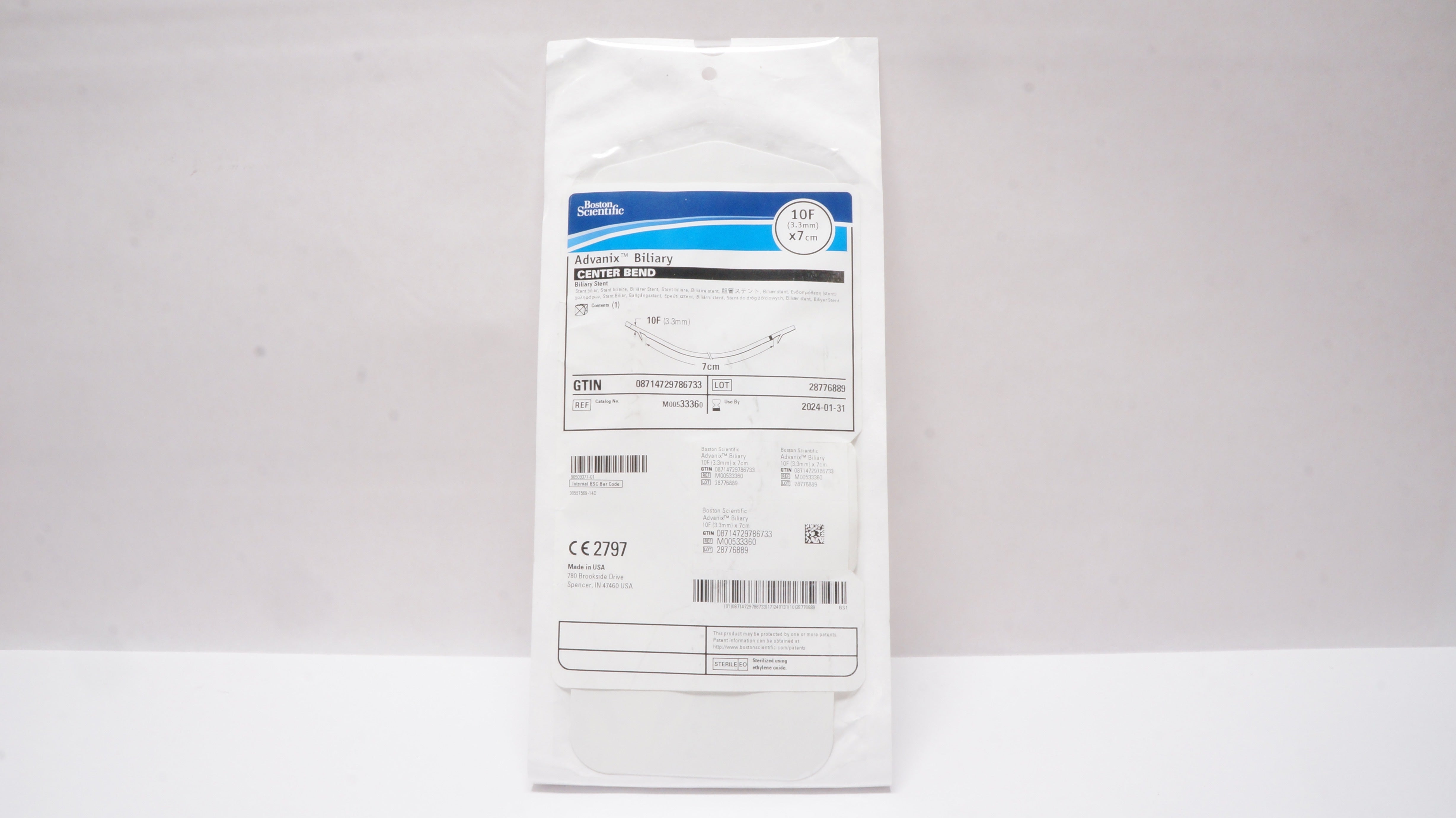 Boston Scientific M00533360 Advanix Biliary Center Bend Stnt 10F x 7cm