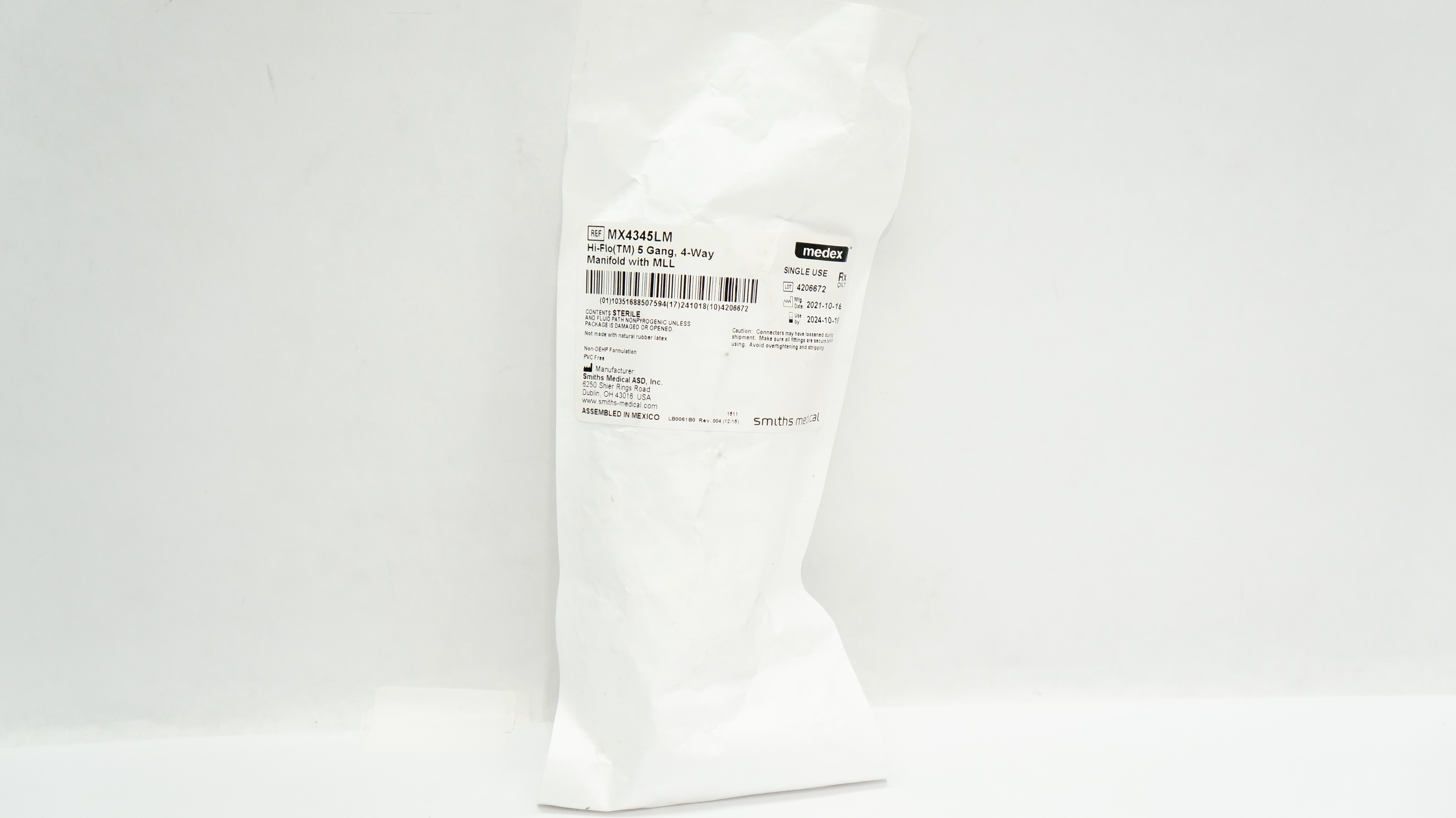 Smiths Medical MX4345LM Medex Hi-Flo 5 Gang, 4-Way Manifold with MLL