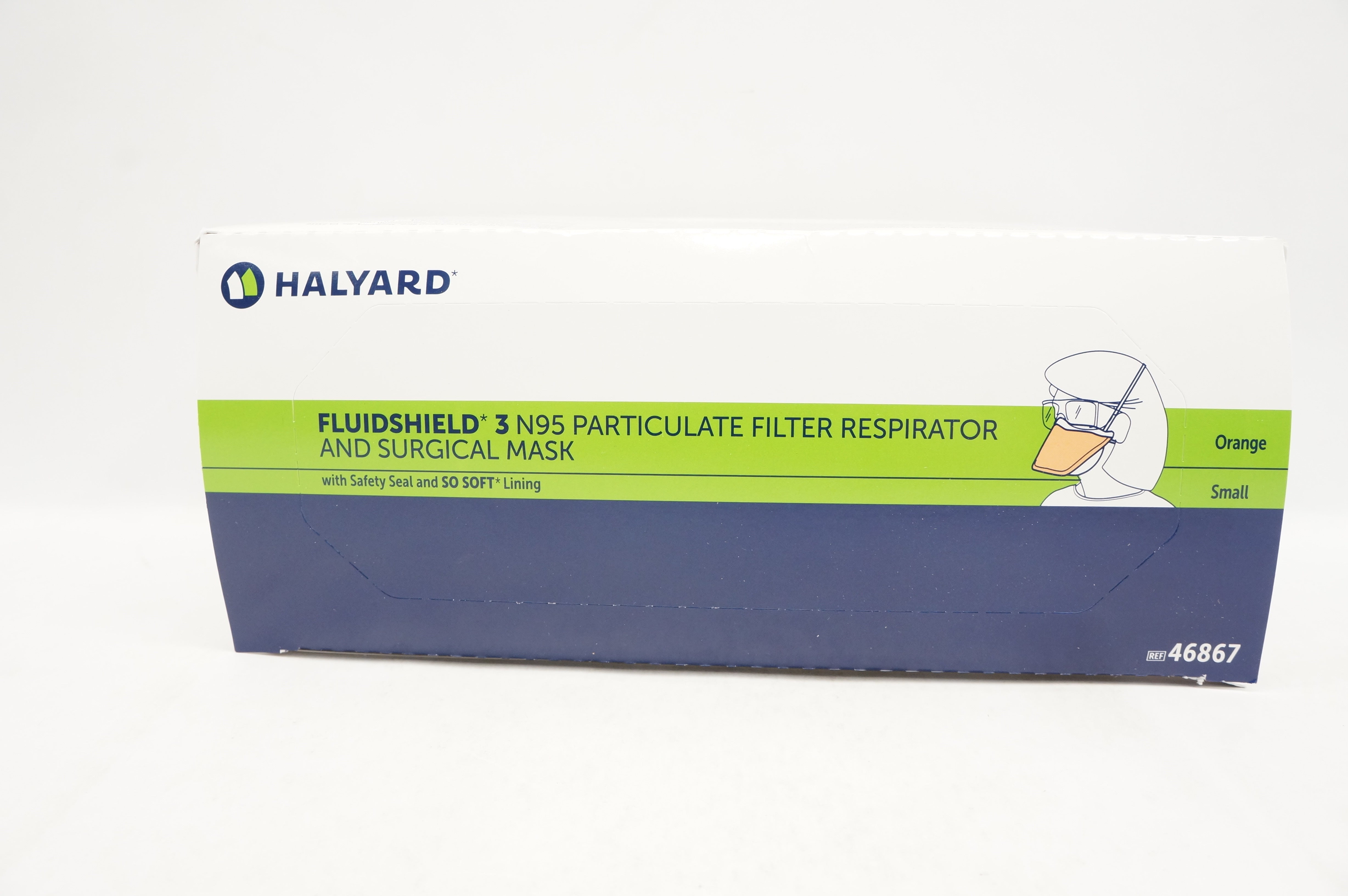 Halyard 46867 Fluidshield 3 N95 Particulate Filter Respirator Small - Box of 35