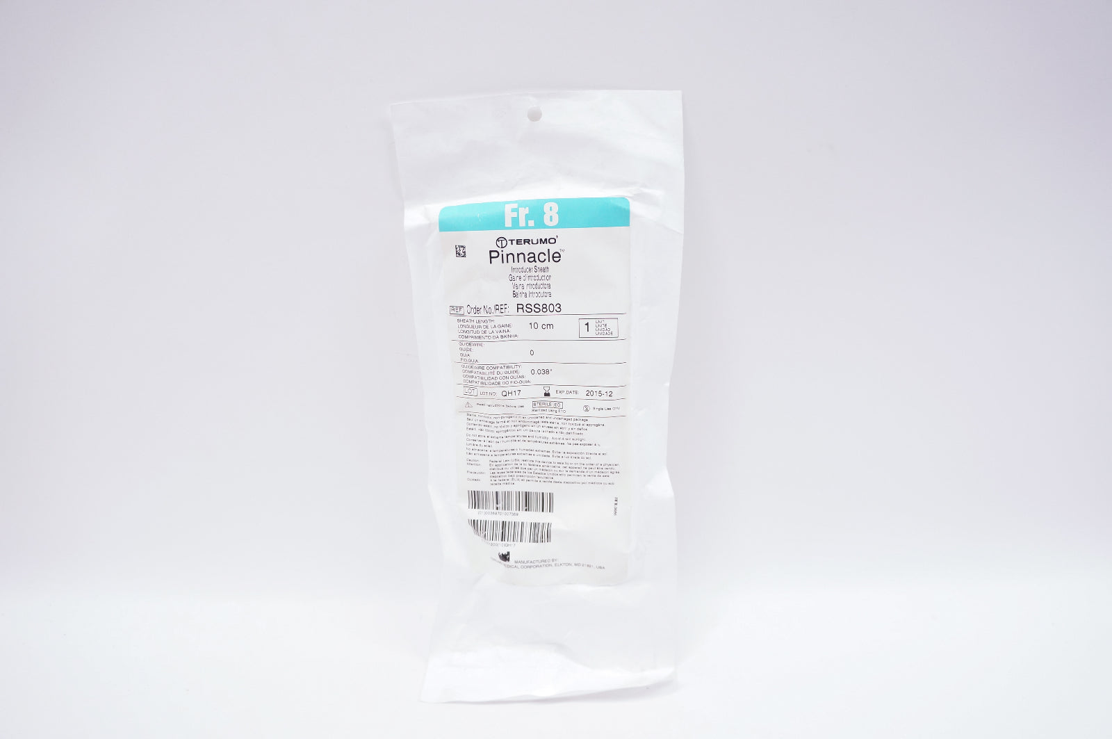 Terumo RSS803 Pinnacle Introducer Sheath 8Fr., 0.038inch x 10cm (x)