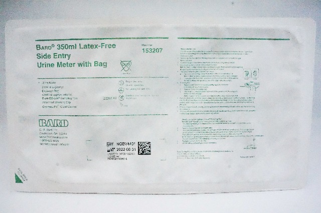Bard 153207 350ml Latex-Free Side Entry Urine Meter with Bag