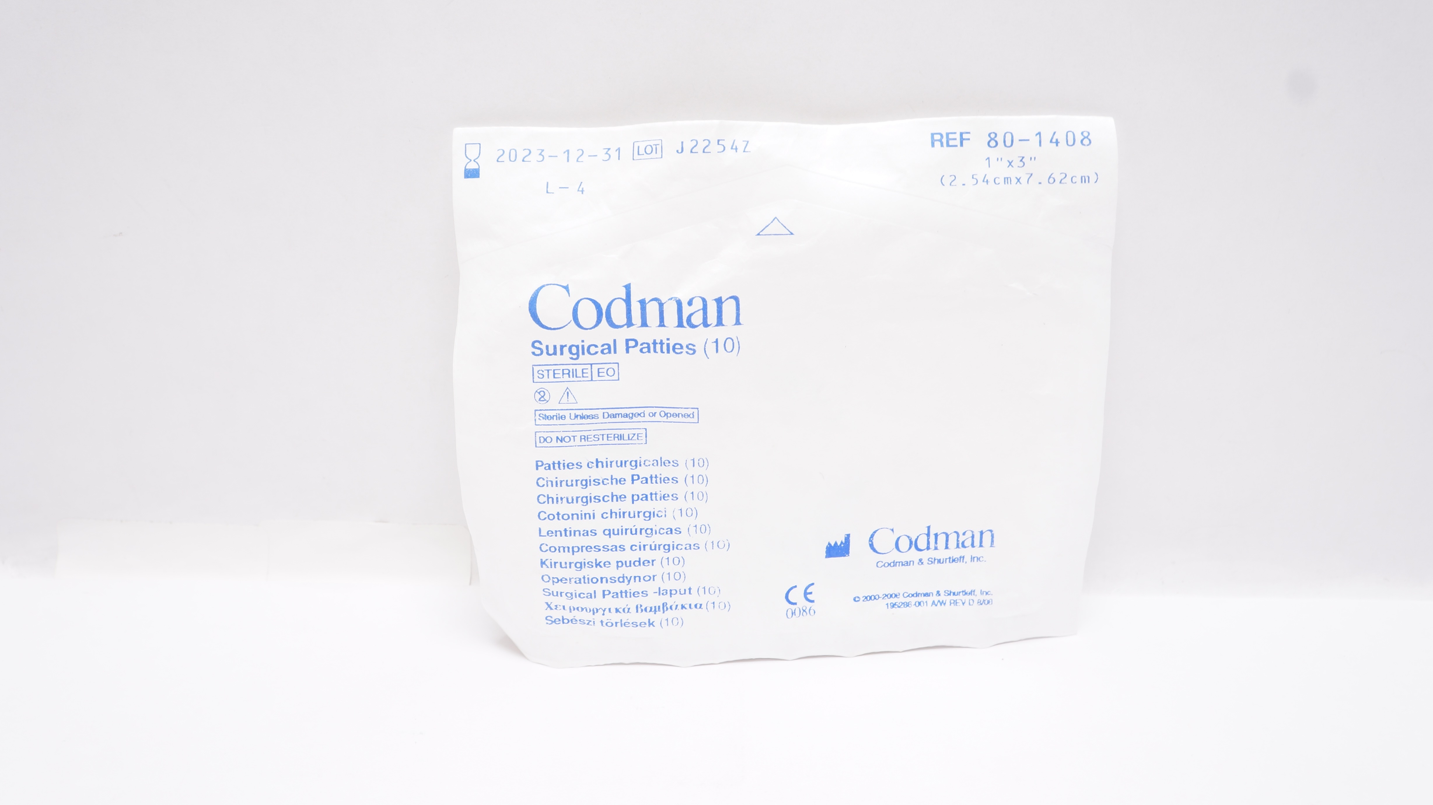 Codman 80-1408 Surgical Patties, 1inch x 3inch - Pack of 10