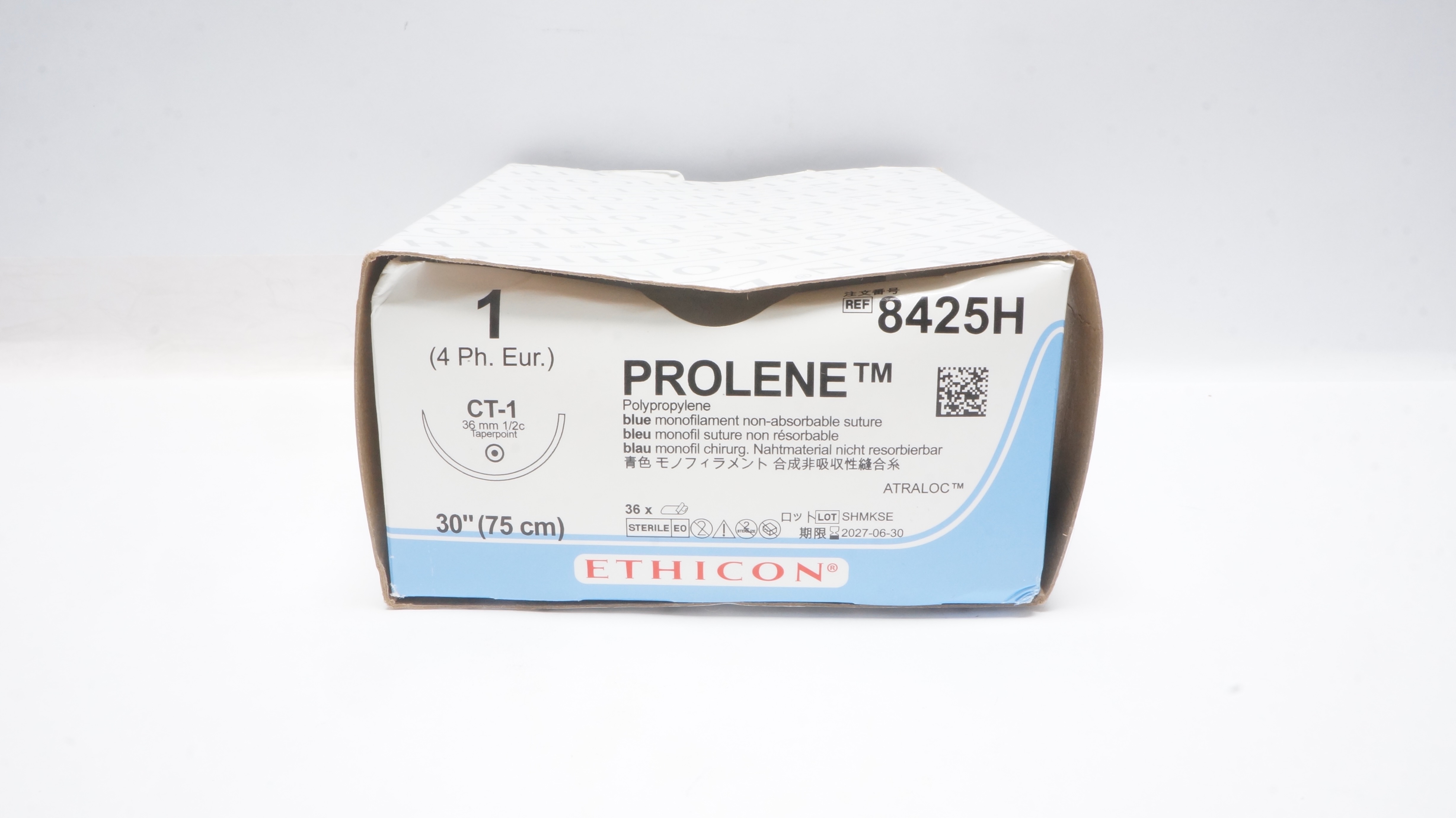 Ethicon 8425H 1 Prolene Stre CT-1 36mm 1/2c Taperpoint 30inch - Box of 25