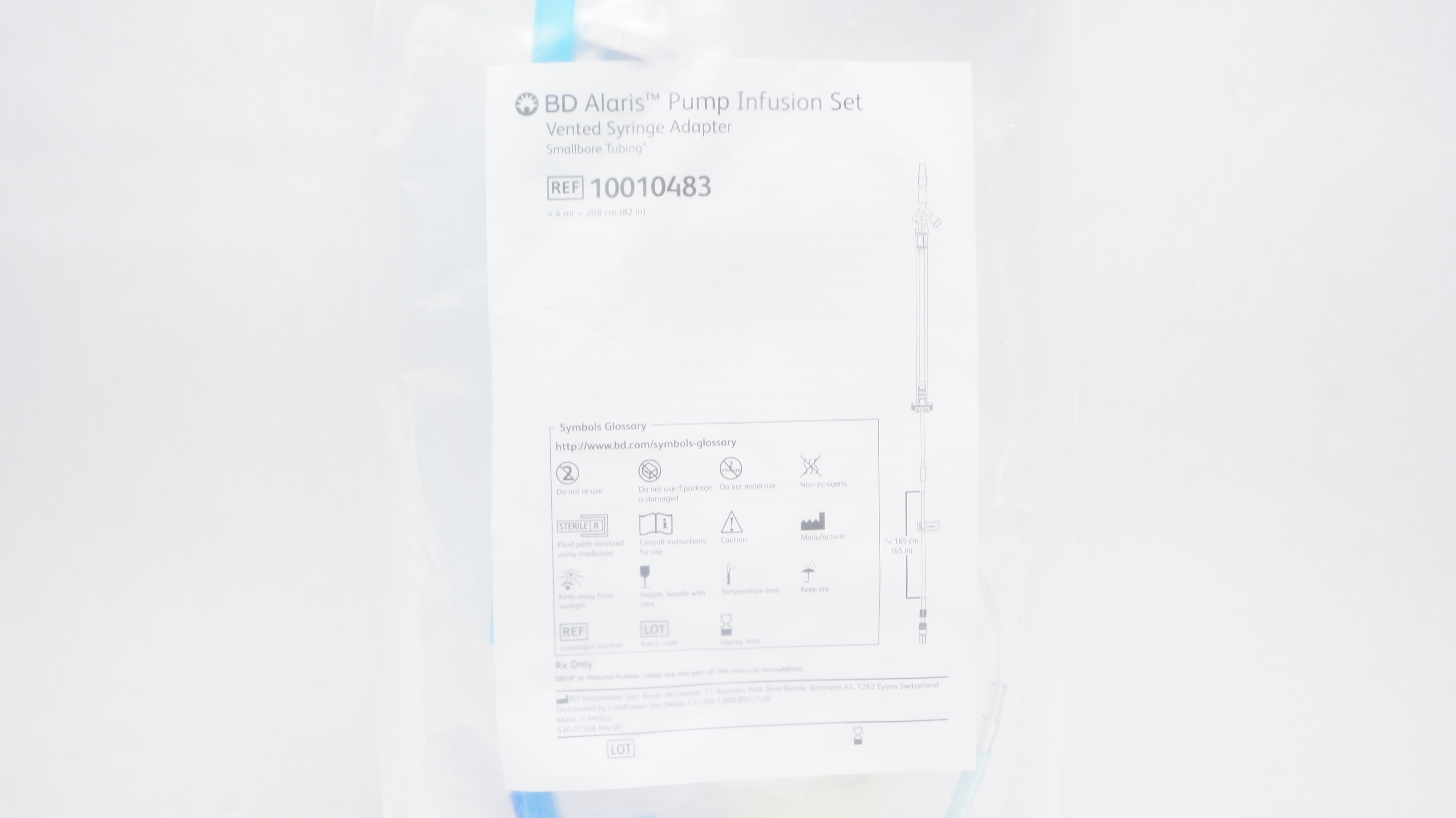 BD 10010483 Alaris Pump Infusion Set Vented Syringe Adapter 4mL x 82inch (x)