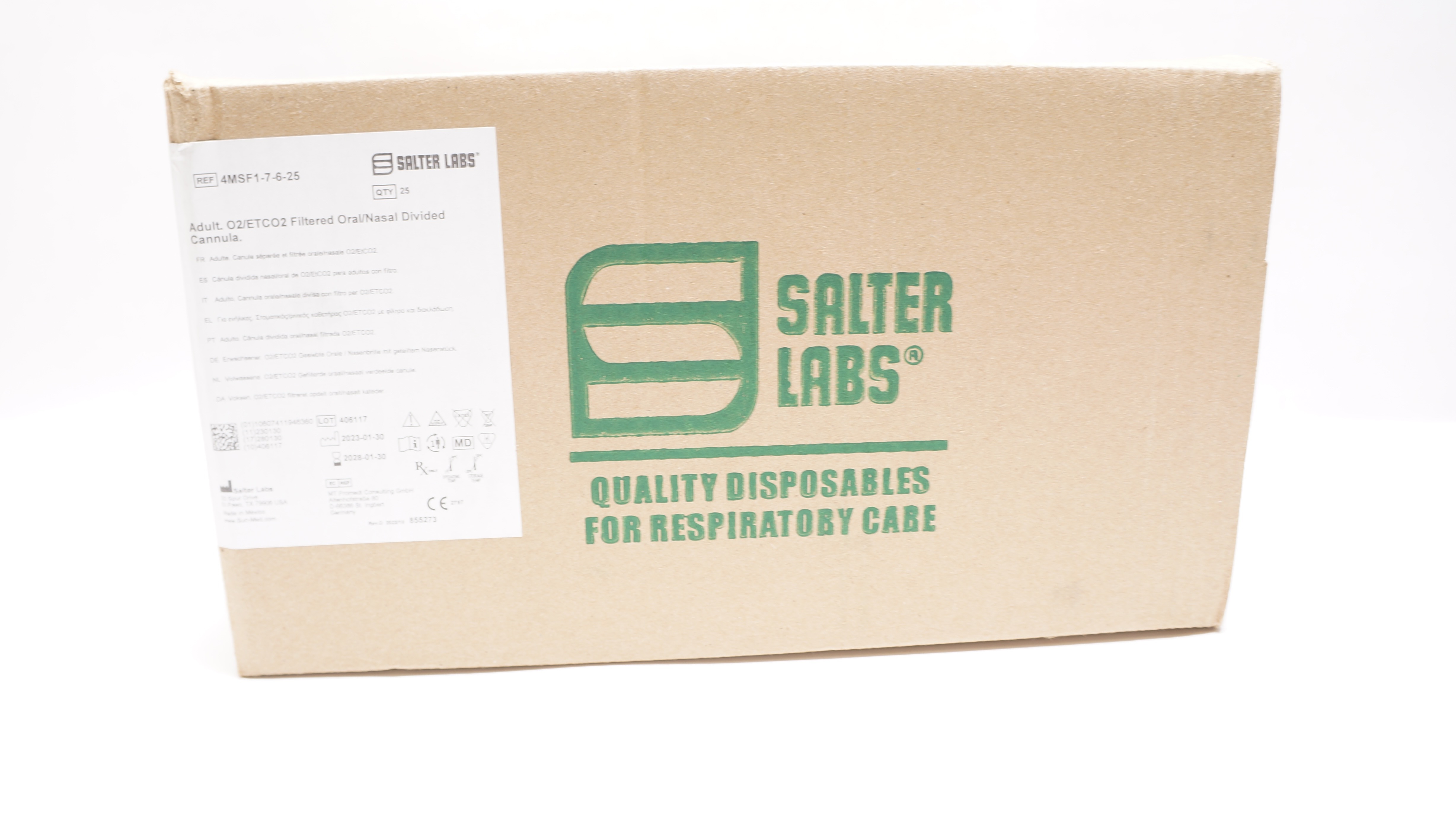 Salter Labs 4MSF1-7-6-25 Adult O2/ETCO2 Filtered Divided Cannula - Box of 25
