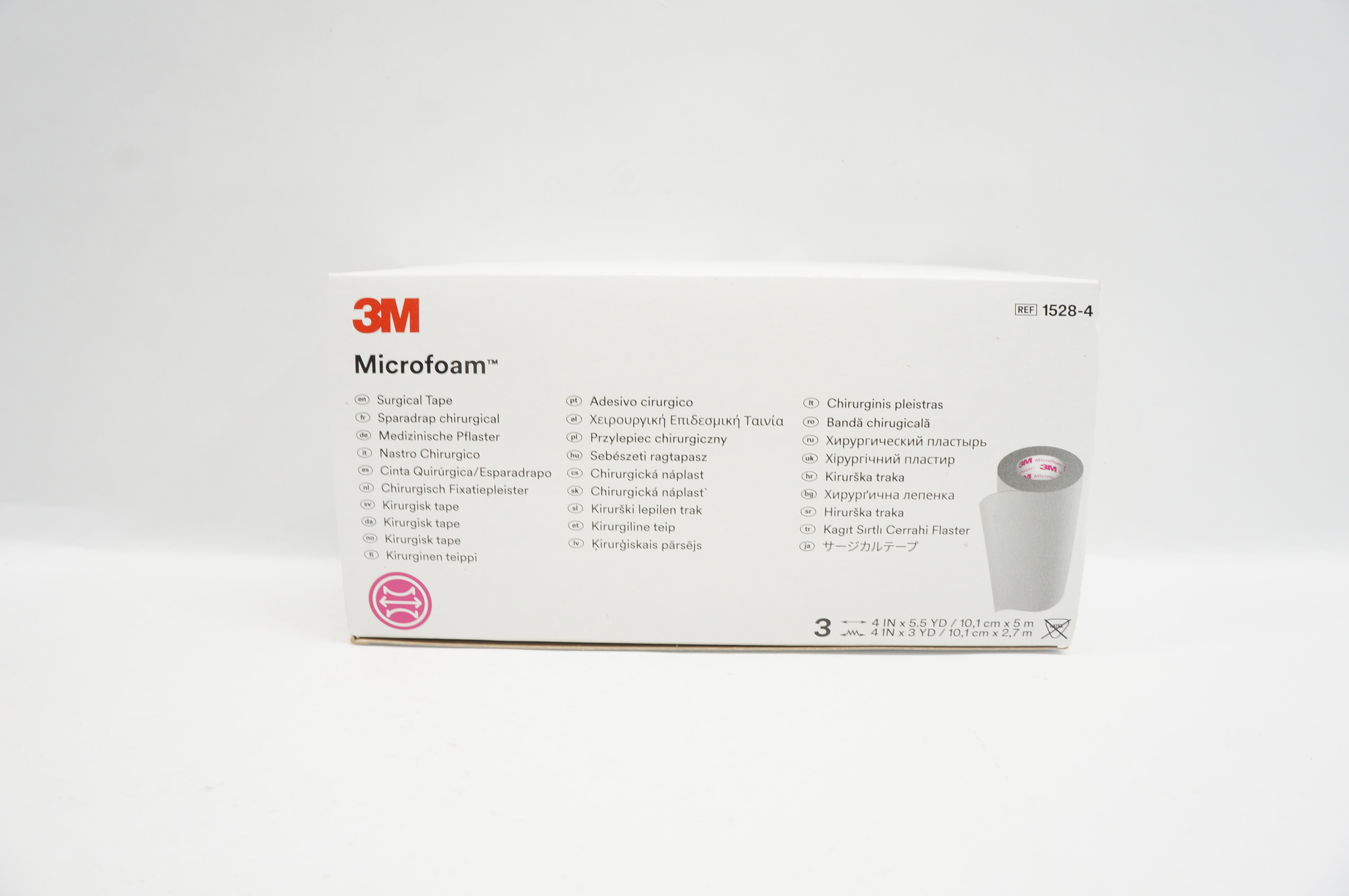 3M 1528-4 Microfoam Surgical Tape 4 inch x 5.5yd 4 inch x 3yd - Box of 3
