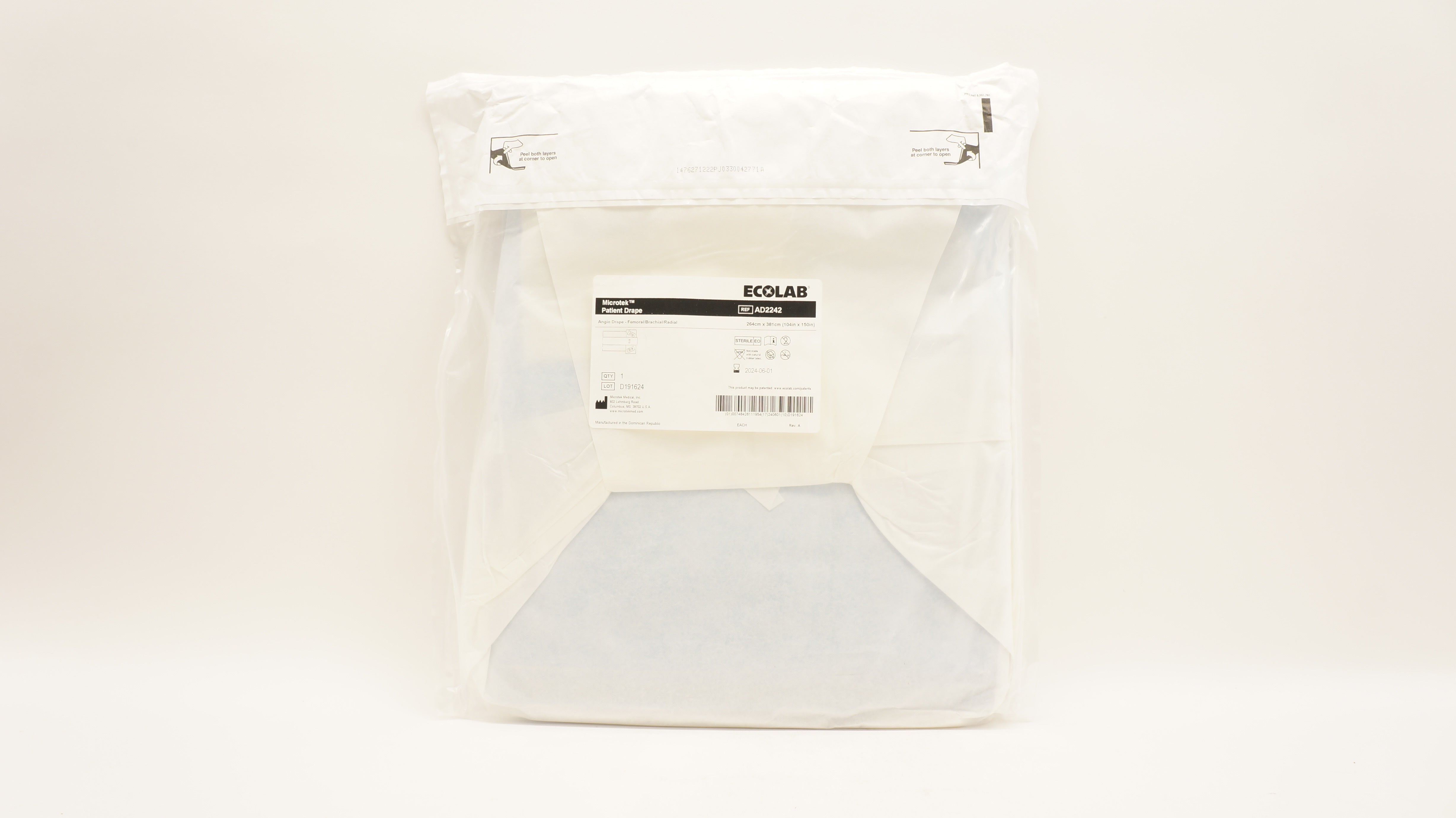 Microtek AD2242 Ecolab Patient Drape 104inch x 150inch
