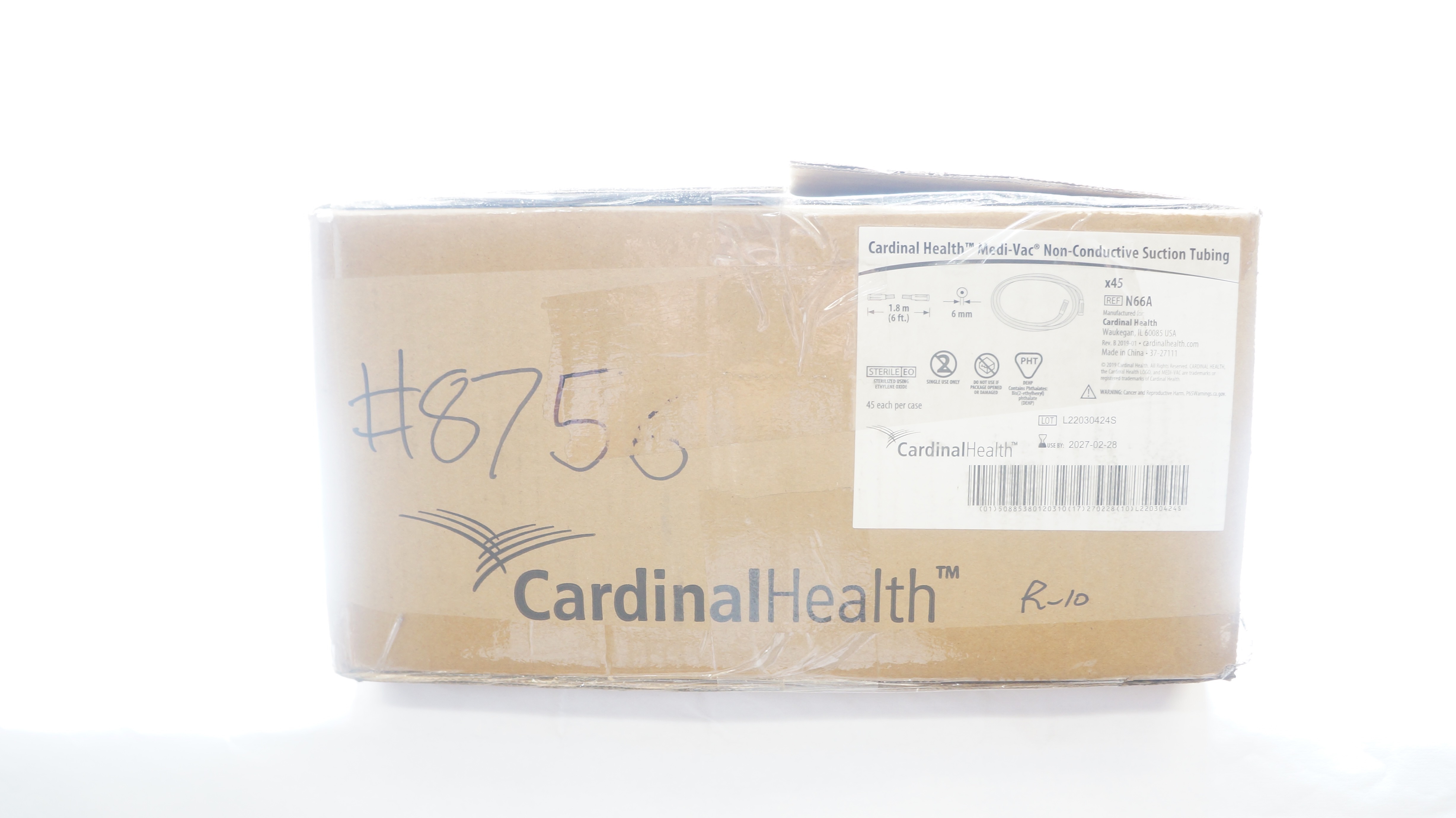 Cardinal Health N66A Medi-Vac Non-Conductive Suction Tubing 6mmx1.8m -Case of 45