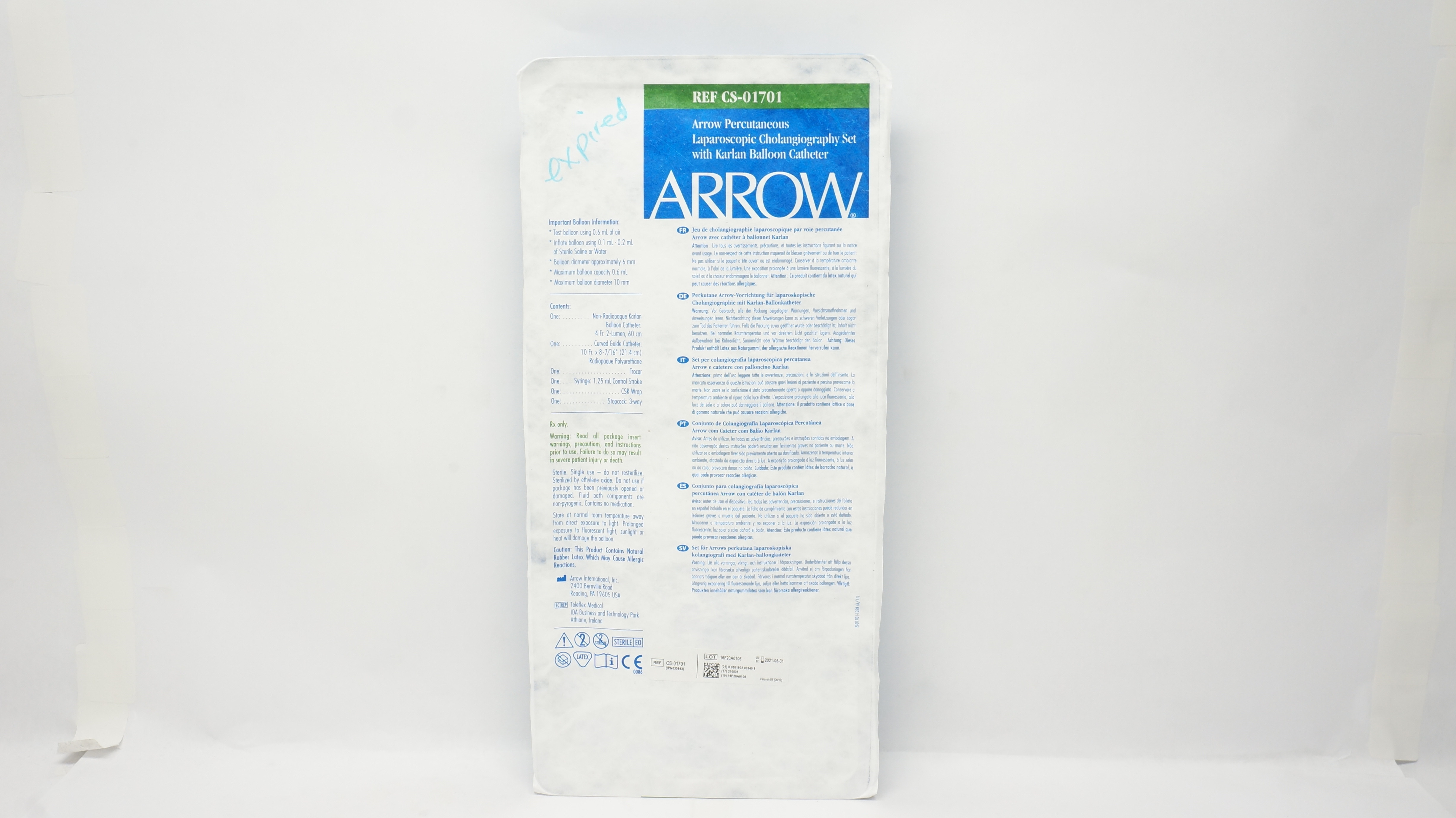 Arrow CS-01701 Percutaneous Laparoscopic Cholangiography Set Karlan Ballon (x)