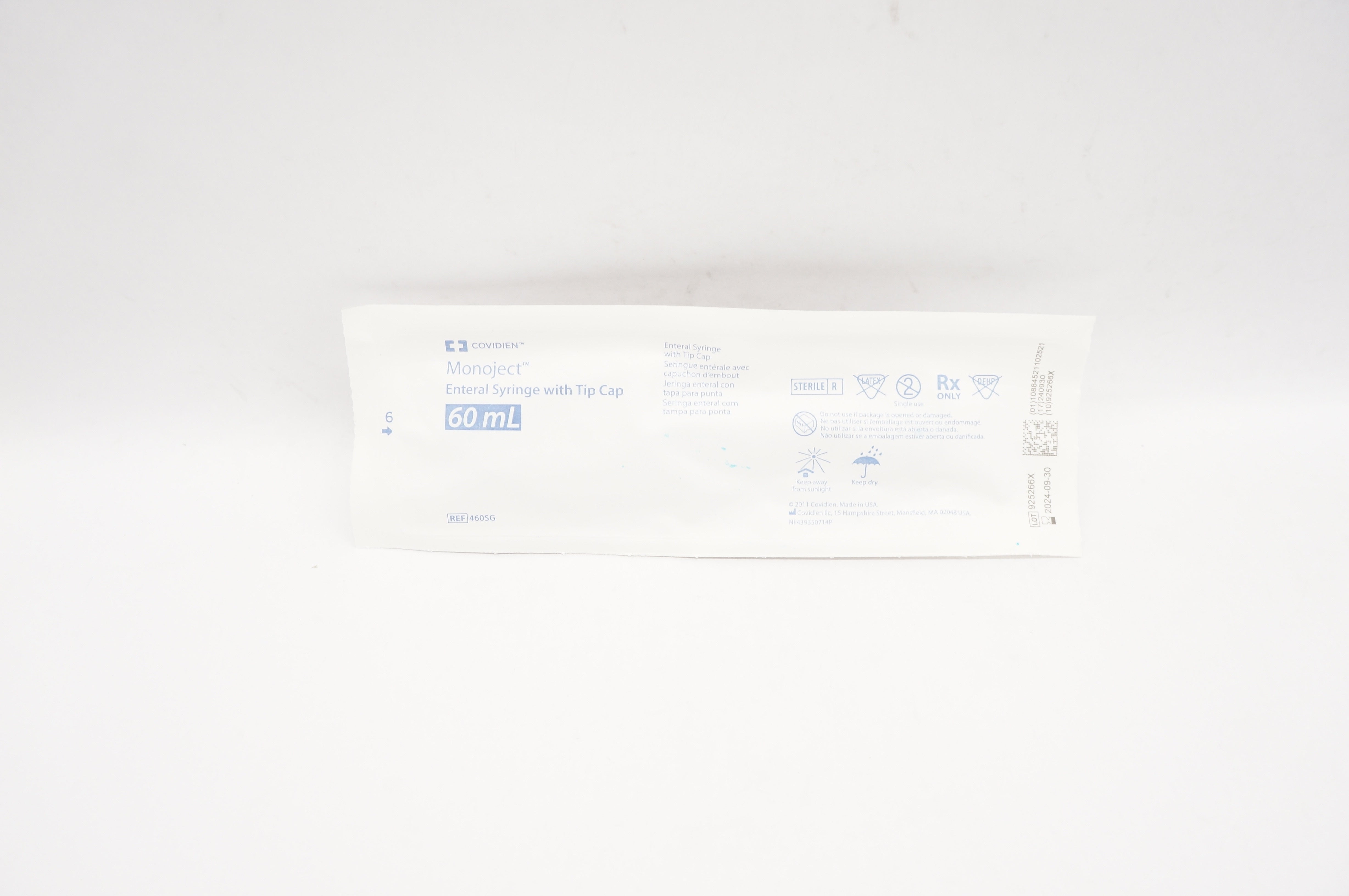 Covidien 460SG Monoject Enteral Syringe w/ Tip Cap 60 mL