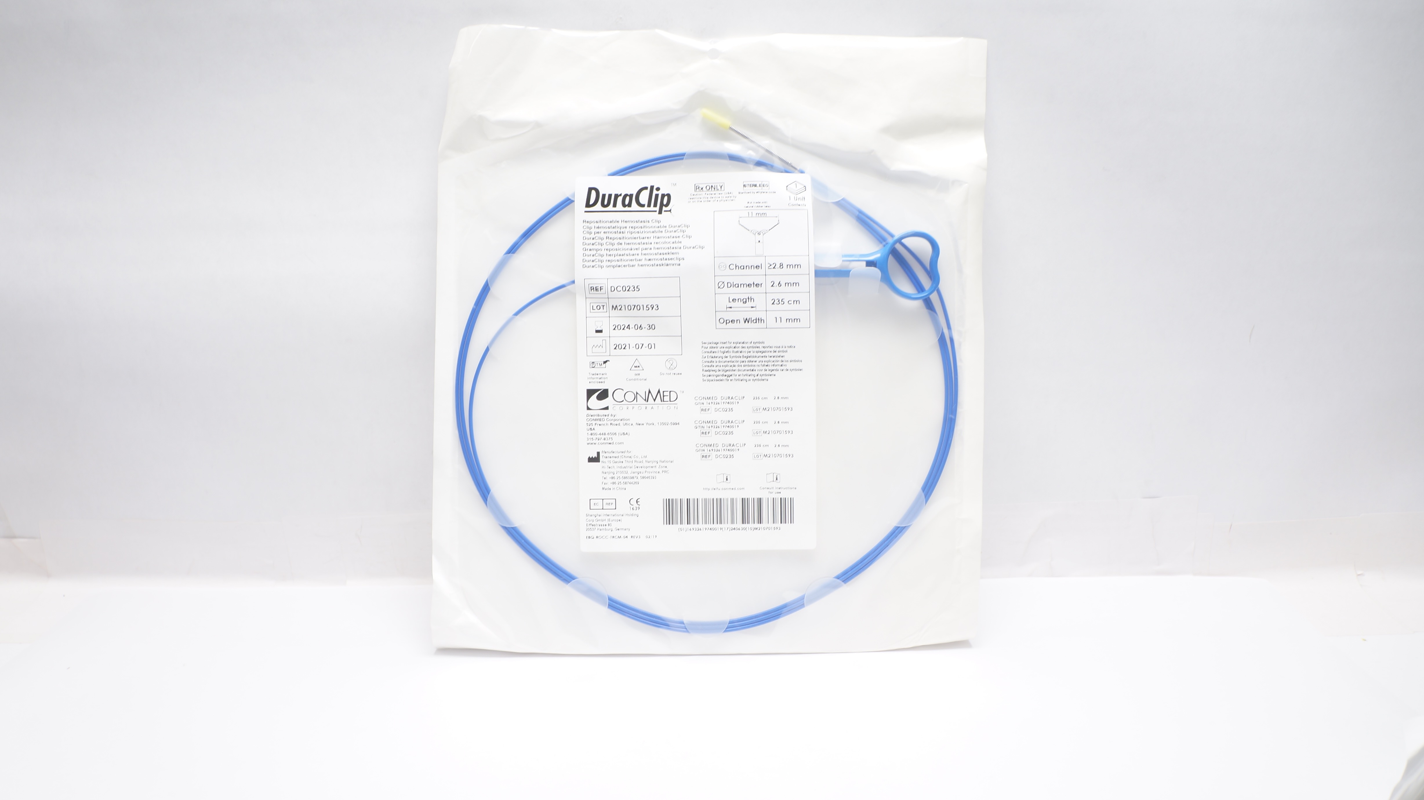 ConMed DC0235 DuraClip Repositionable Hemostasis Clip 11mm x 235cm x 2.6mm