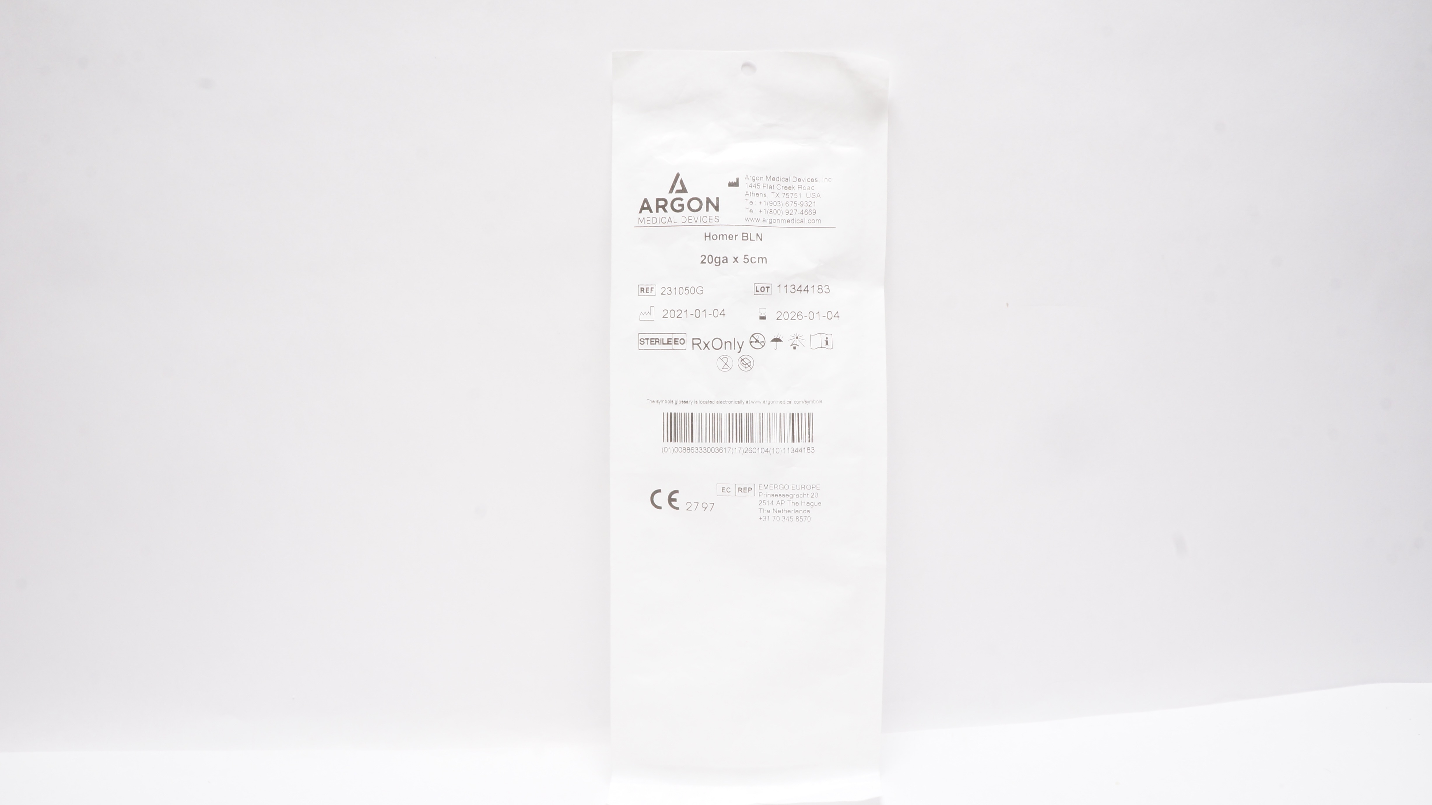 Argon Medical 231050G Homer Breast Localization Ndle 20ga x 5cm