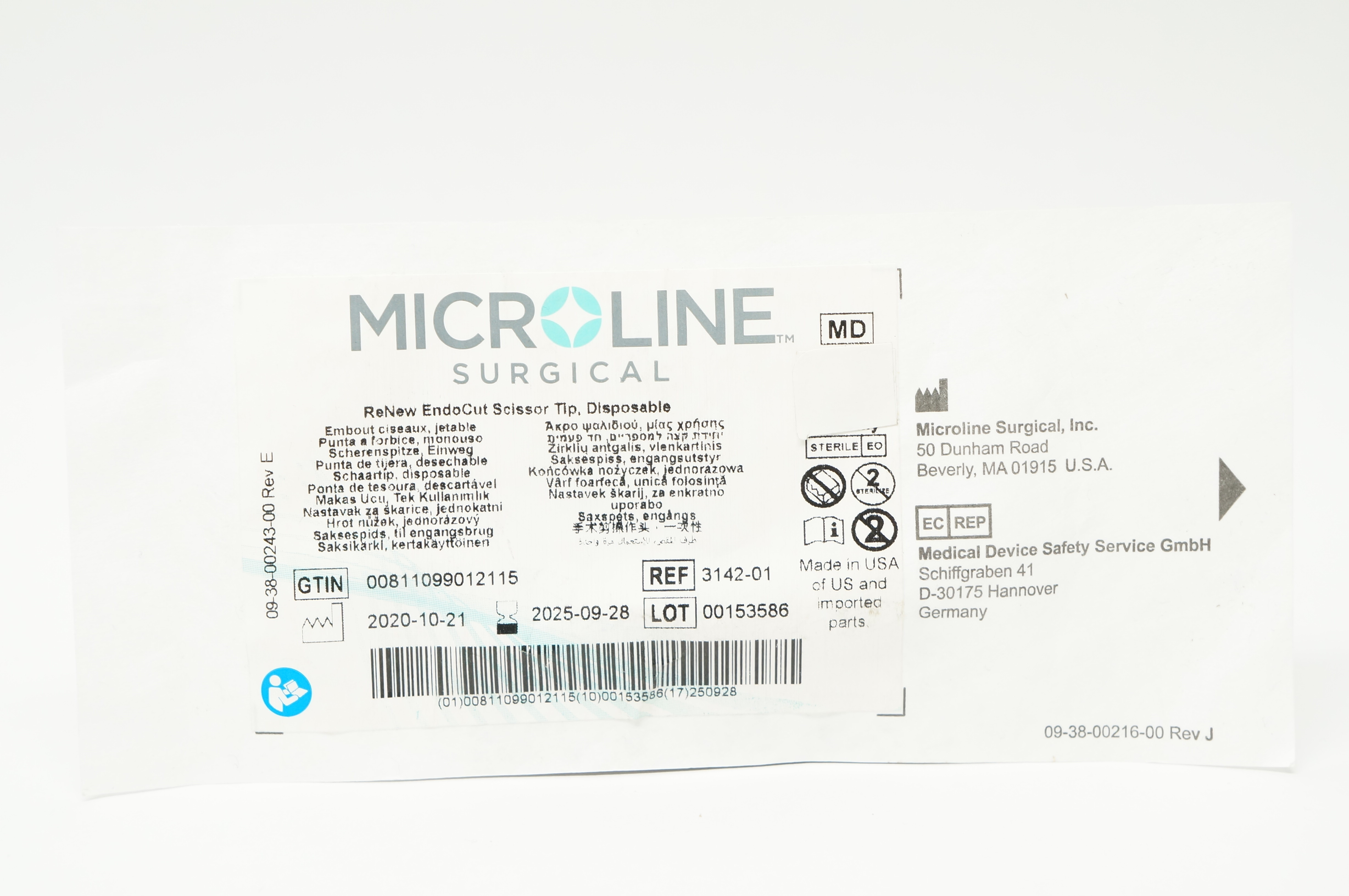 Microline Surgical 3142-01 ReNew EndoCut Scissor Tip, Disposable