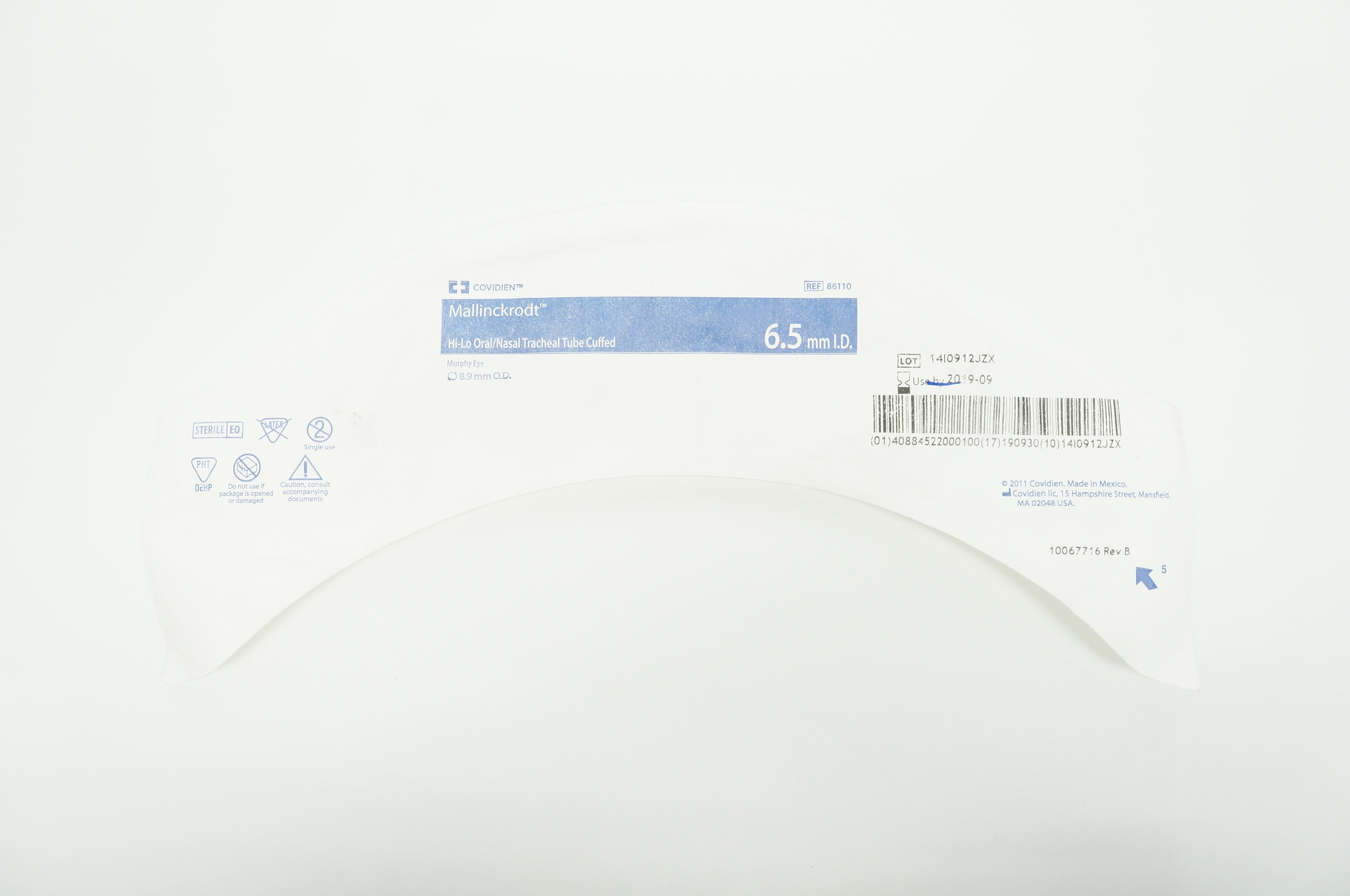 Covidien 86110 Mallinckrodt Oral/Nasal Tracheal Tube 6.5mm x 8.9mm (x)