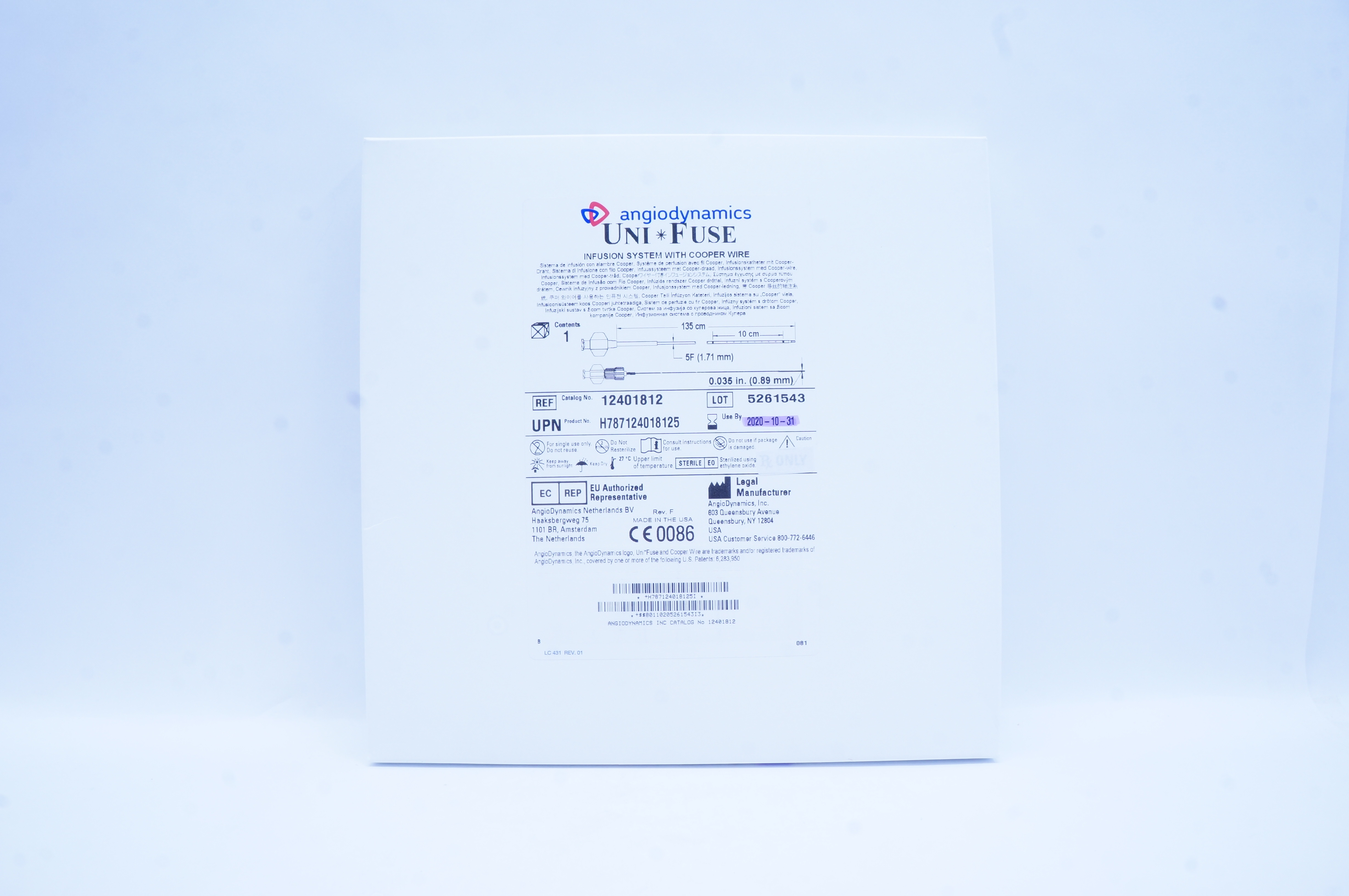 Angiodynamics 12401812 UniFuse Infusion System 5F x 135cm x 10cm (x)