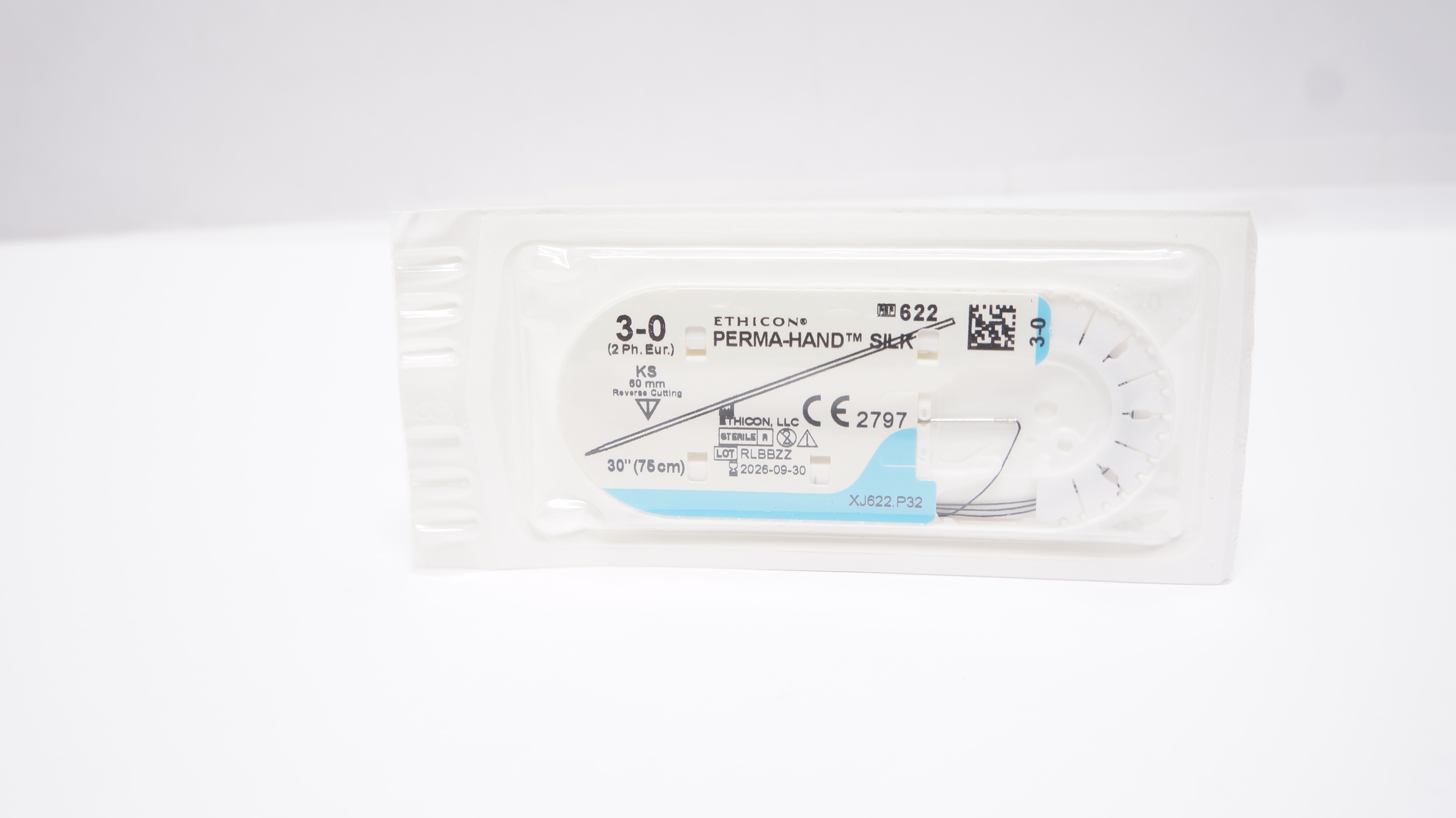 Ethicon 622 3-0 Perma-Hand Silk Surgical Stre KS 60mm Reverse Cutting 30inch